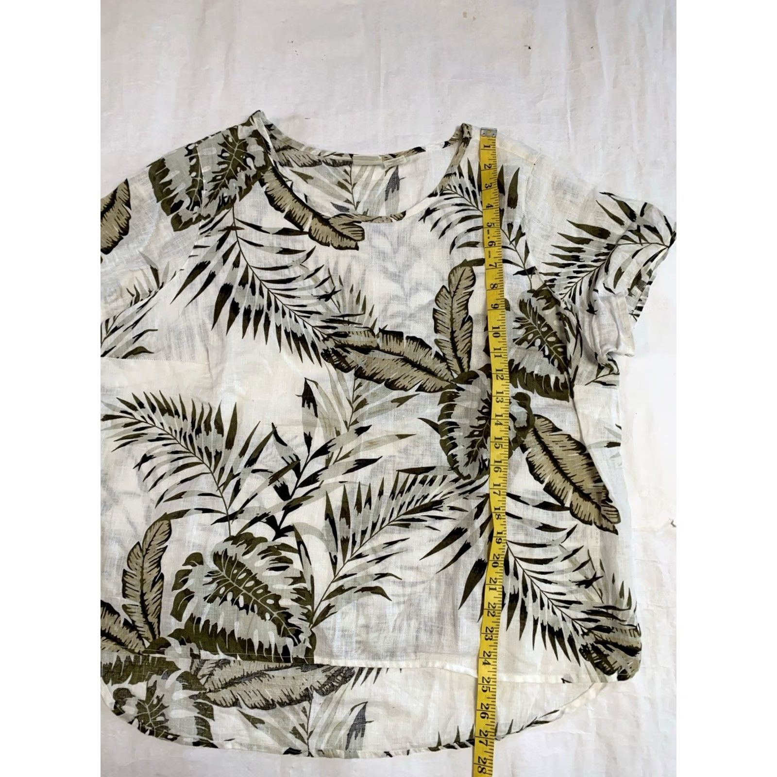 Vintage VINTAGE C&C California Shirt Womens 1X 100% Linen Tropical Ferns Hi-Lo Short Sleeve Size XL / US 12-14 / IT 48-50 - 8 Thumbnail