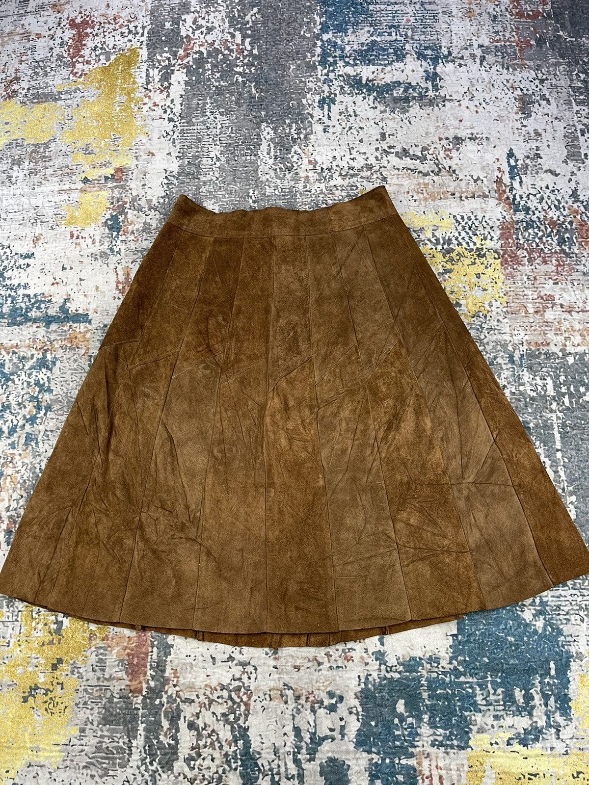 Leather Vintage Suede Leather Button Wrap Flared Skirt Size 27" / US 4 / IT 40 - 5 Thumbnail
