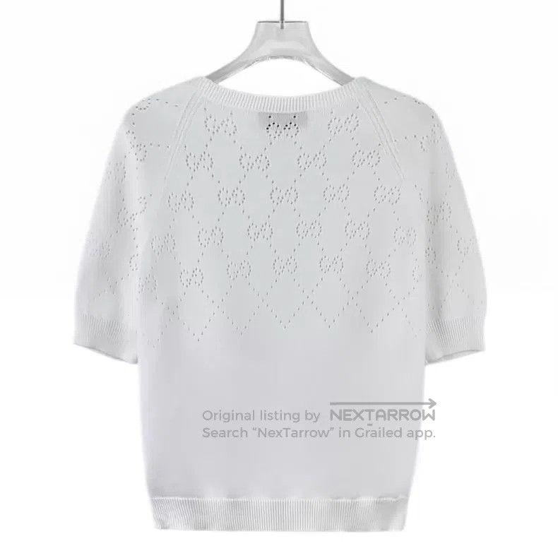 Gucci Gucci White double G hollow cotton round-neck short-sleeve Size S / US 4 / IT 40 - 2 Thumbnail