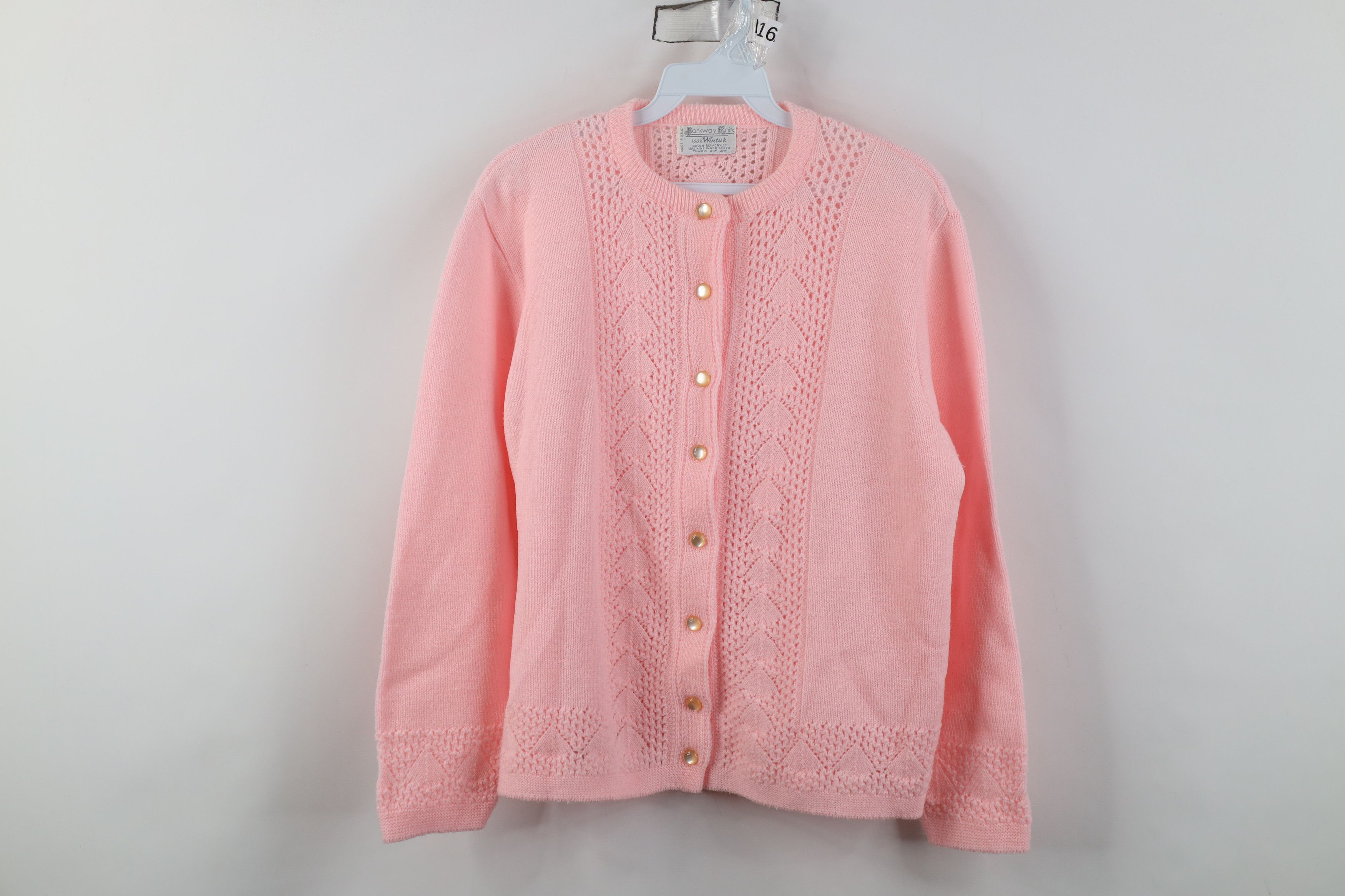 Vintage Vintage 50s 60s Streetwear Crochet Knit Cardigan Sweater USA Size M / US 6-8 / IT 42-44 - 1 Thumbnail