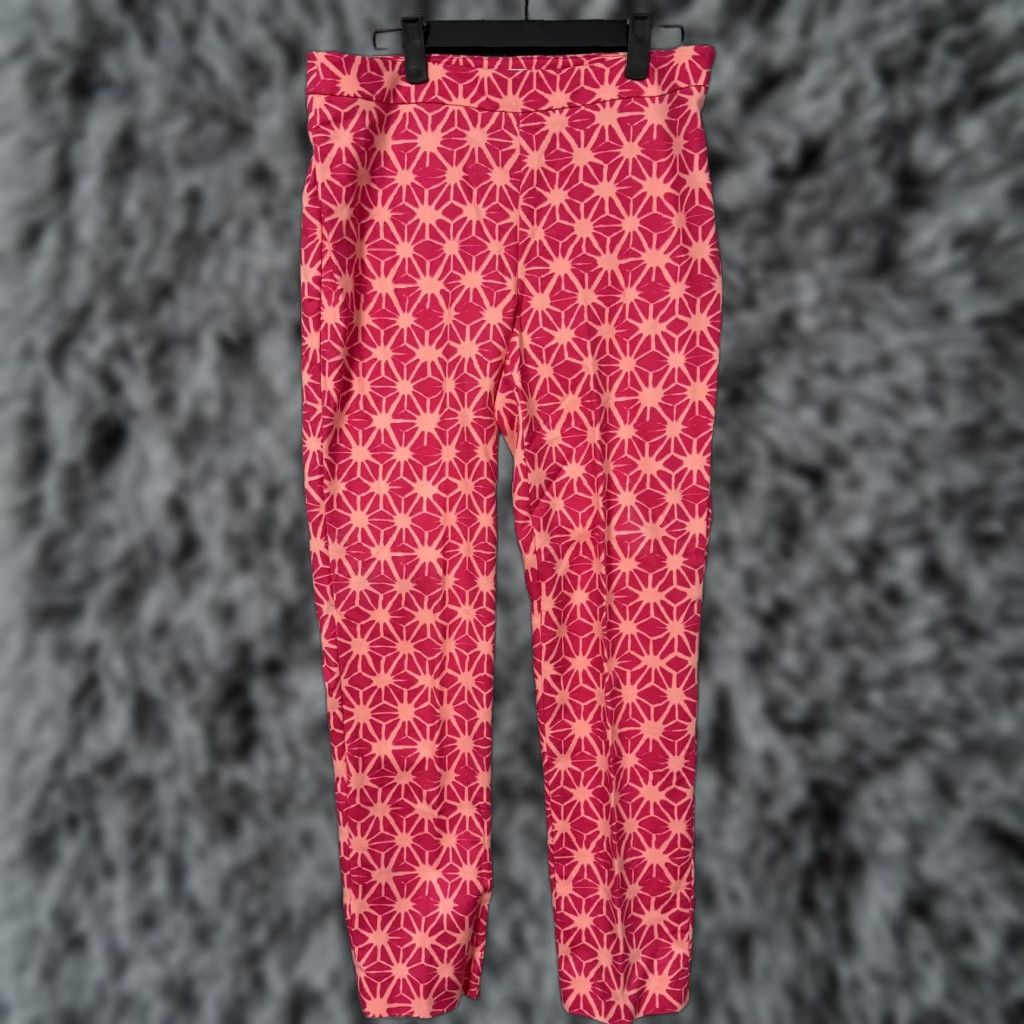 Vintage Chaus Pink Geometric Ankle Pants Womens 4 Regular Stretch Twill Cotton Spandex Boho Preppy Casual Size 27" / US 4 / IT 40 - 1 Thumbnail
