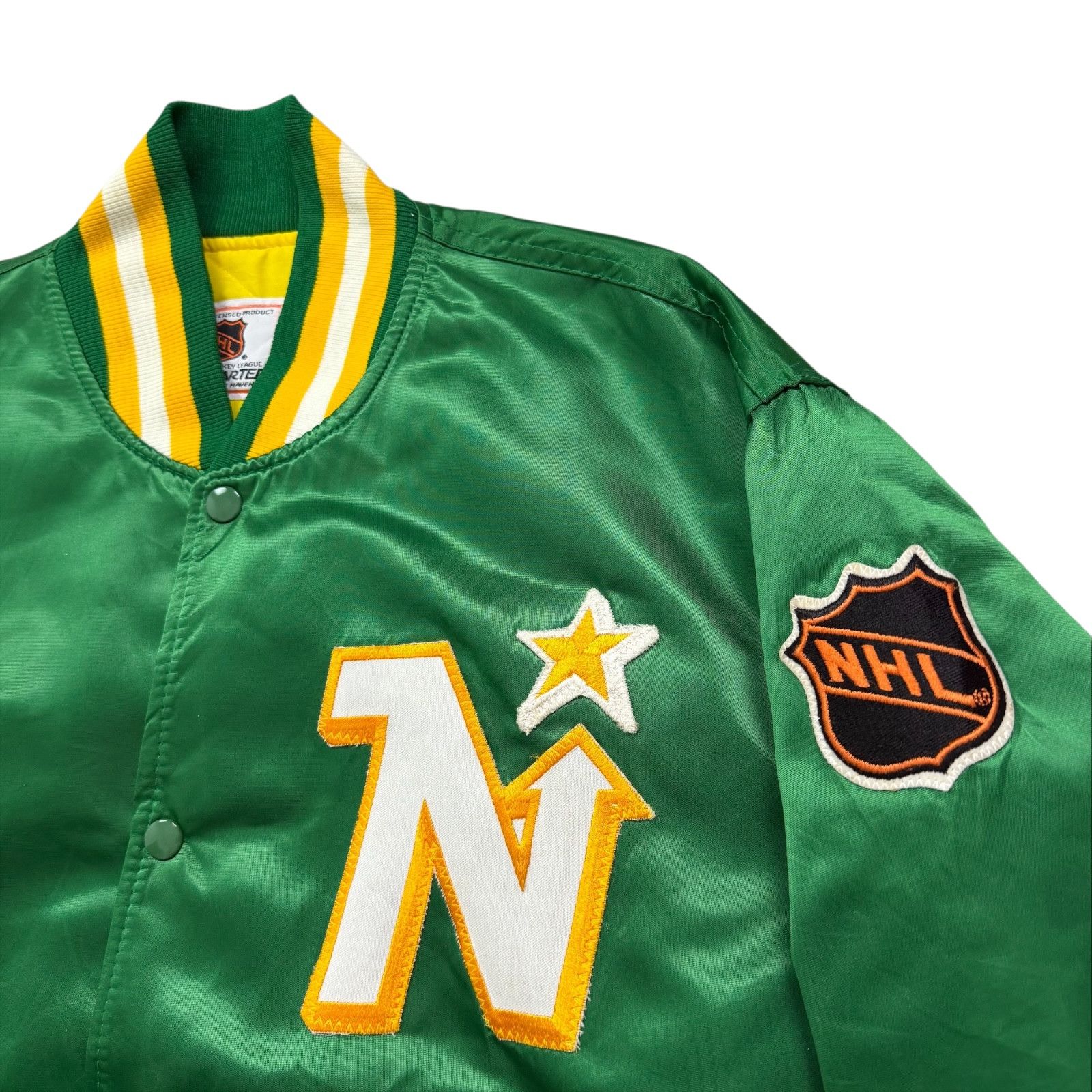 NHL VTG 90s MINNESOTA NORTH STARS STARTER SATIN BOMBER JACKET Size US XL / EU 56 / 4 - 2 Thumbnail