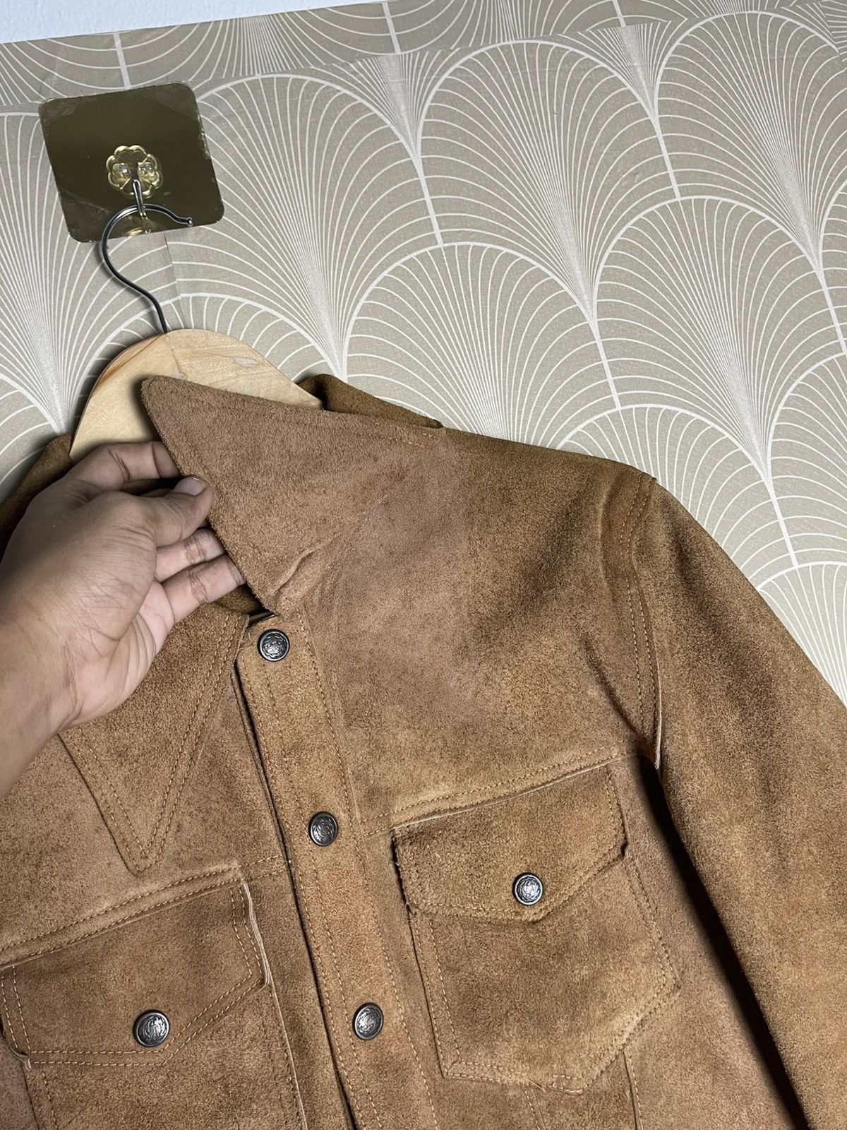 Genuine Leather × Homemade × Vintage 70s SUEDE RAWHIDE LEATHER BIKER JACKET Size US S / EU 44-46 / 1 - 10 Thumbnail