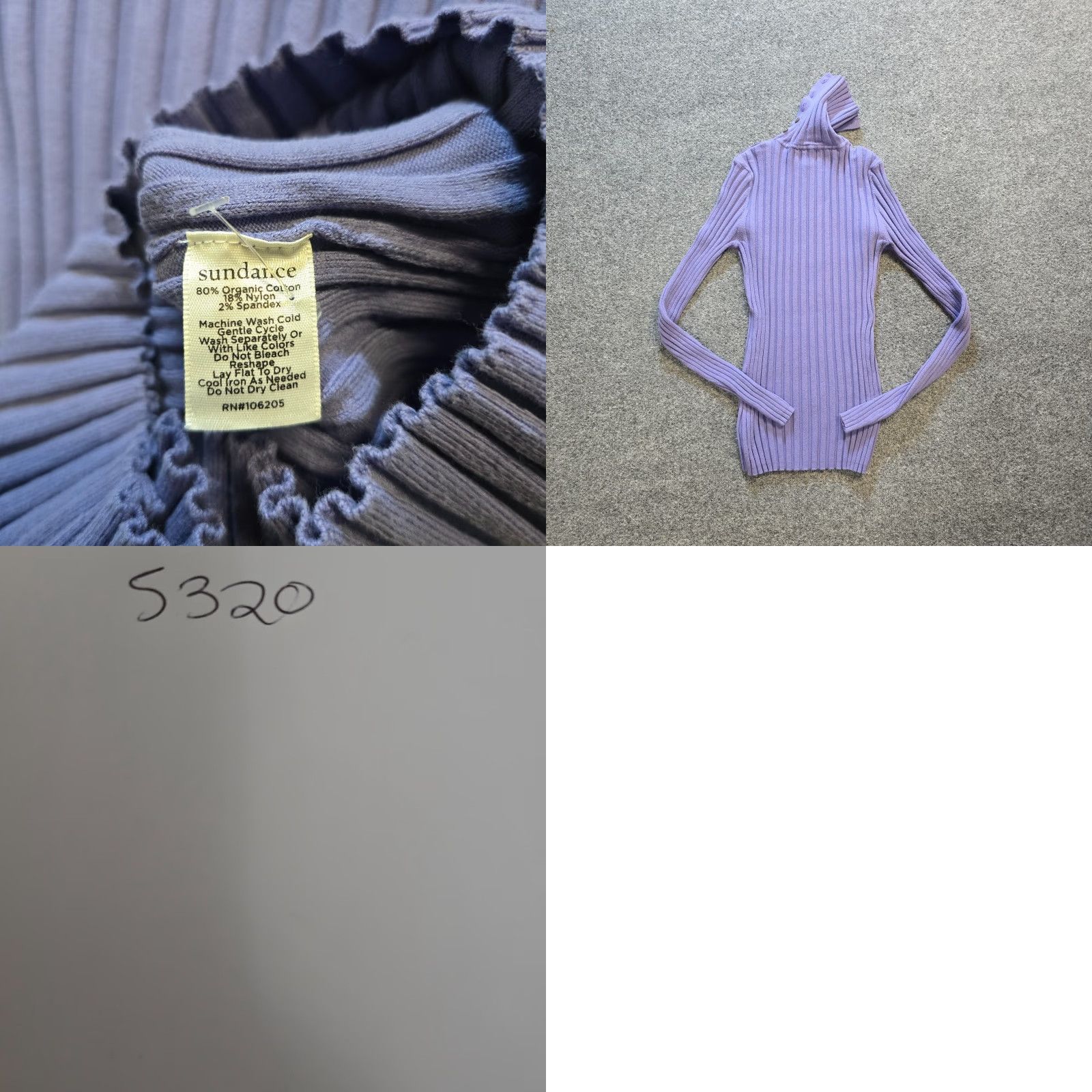 Vintage Sundance Top Womens XS Petite Purple Ribbed Knit Turtleneck Stretch Casual Shirt Size XS / US 0-2 / IT 36-38 - 8 Thumbnail