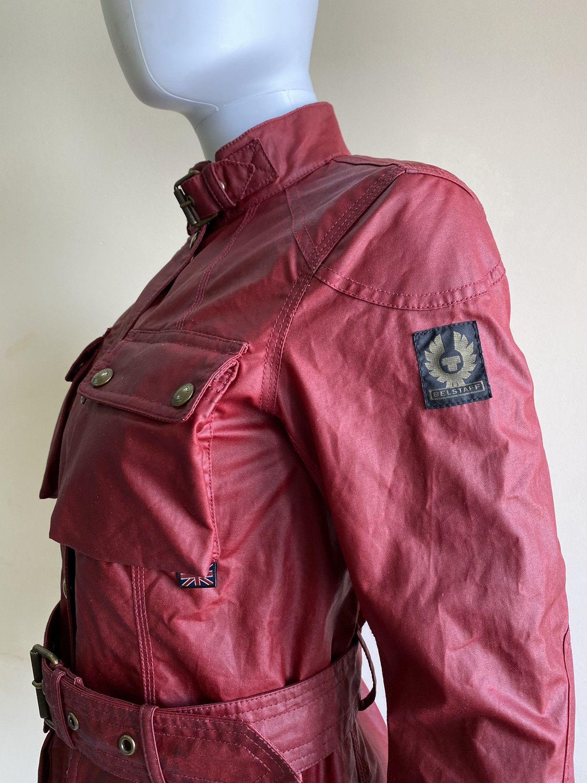 Belstaff Belstaff Womens Red Waxed Roadmaster Belted Jacket Size 40 Size S / US 4 / IT 40 - 7 Thumbnail