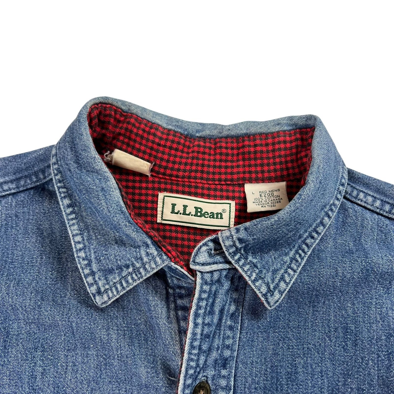 L.L. Bean × Vintage Vintage 90s War is not healthy for children... denim shirt Size US L / EU 52-54 / 3 - 7 Thumbnail
