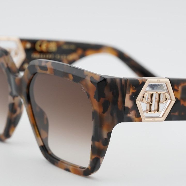 Philipp Plein Philipp Plein SPP160 04BL Sunglasses Havana Square Frame Size ONE SIZE - 2 Thumbnail