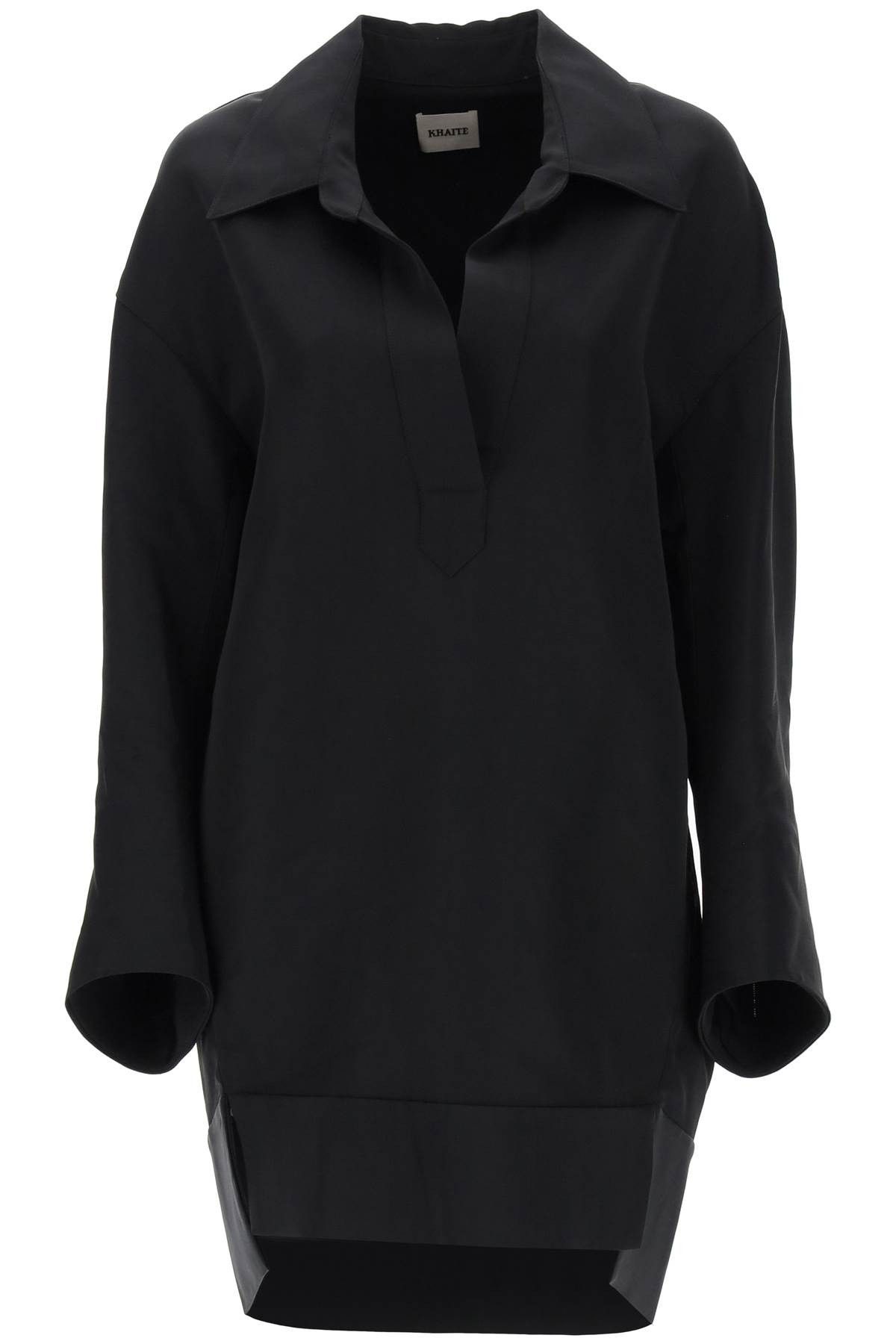 image of Khaite 'kal' Oversized Shirt Dress in Nero, Women's (Size Medium)