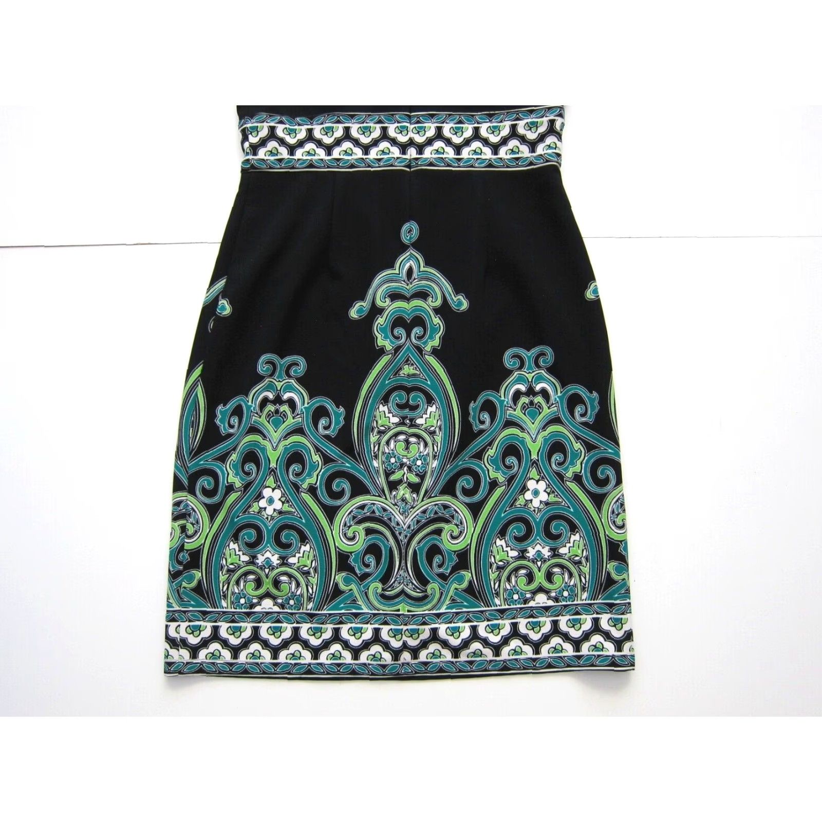 Vintage VINTAGE London Times Black Green Floral Paisley Cap Sleeve Sheath Shift Dress Women 8 Size M / US 6-8 / IT 42-44 - 6 Thumbnail