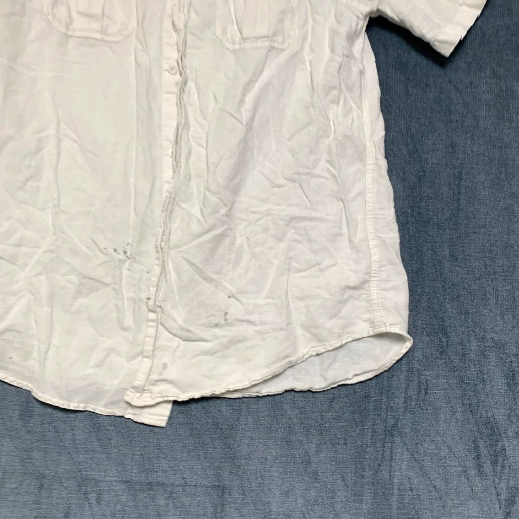 Old Navy Old Navy Button-Up Twill Shirt Mens Large Tall White Regular Fit Short Sleeve Size US L / EU 52-54 / 3 - 2 Thumbnail