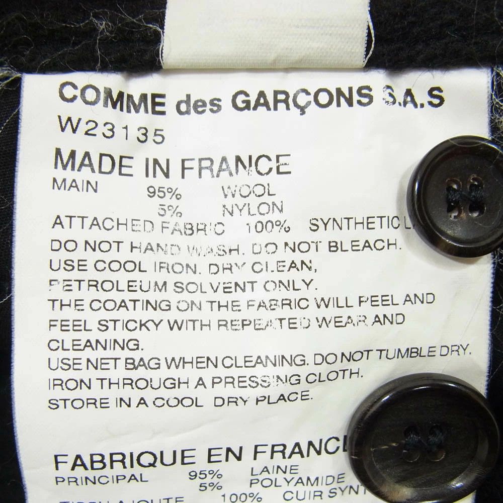 Comme des Garcons Cropped Pants faux leather patch wool pants zipper Black Size US 32 / EU 48 - 5 Thumbnail