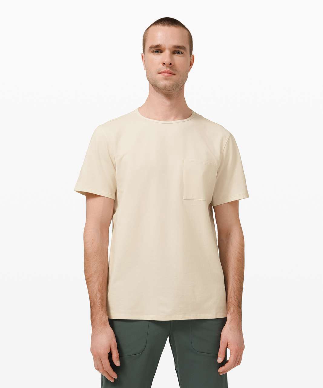 Lululemon Lululemon Cream/Off-White Chest Pocket Short Sleeve T-Shirt Size US L / EU 52-54 / 3 - 1 Thumbnail