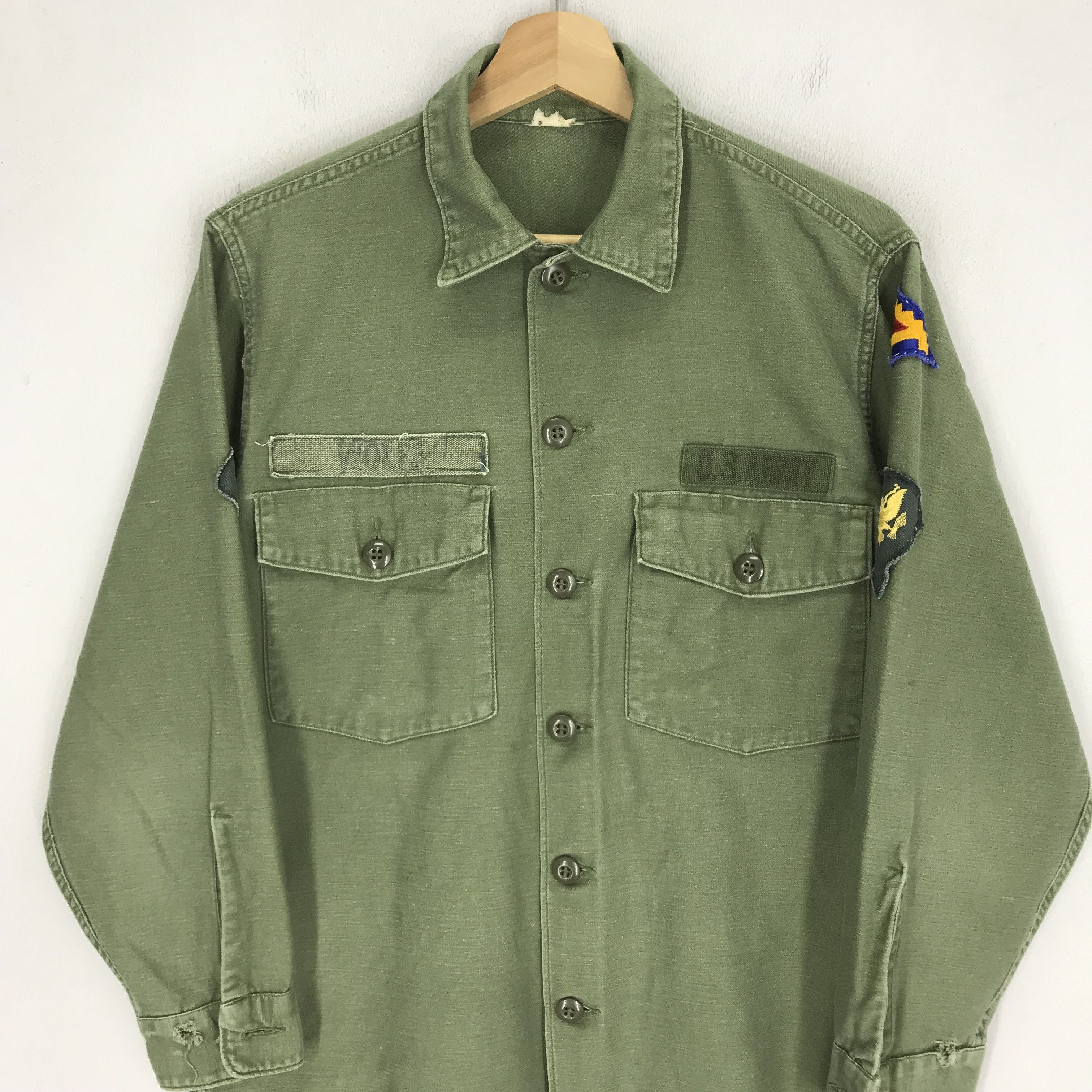 Vintage Vintage Distressed Us Army Fatigue Worker Shirt Wolff Name Size US M / EU 48-50 / 2 - 3 Thumbnail