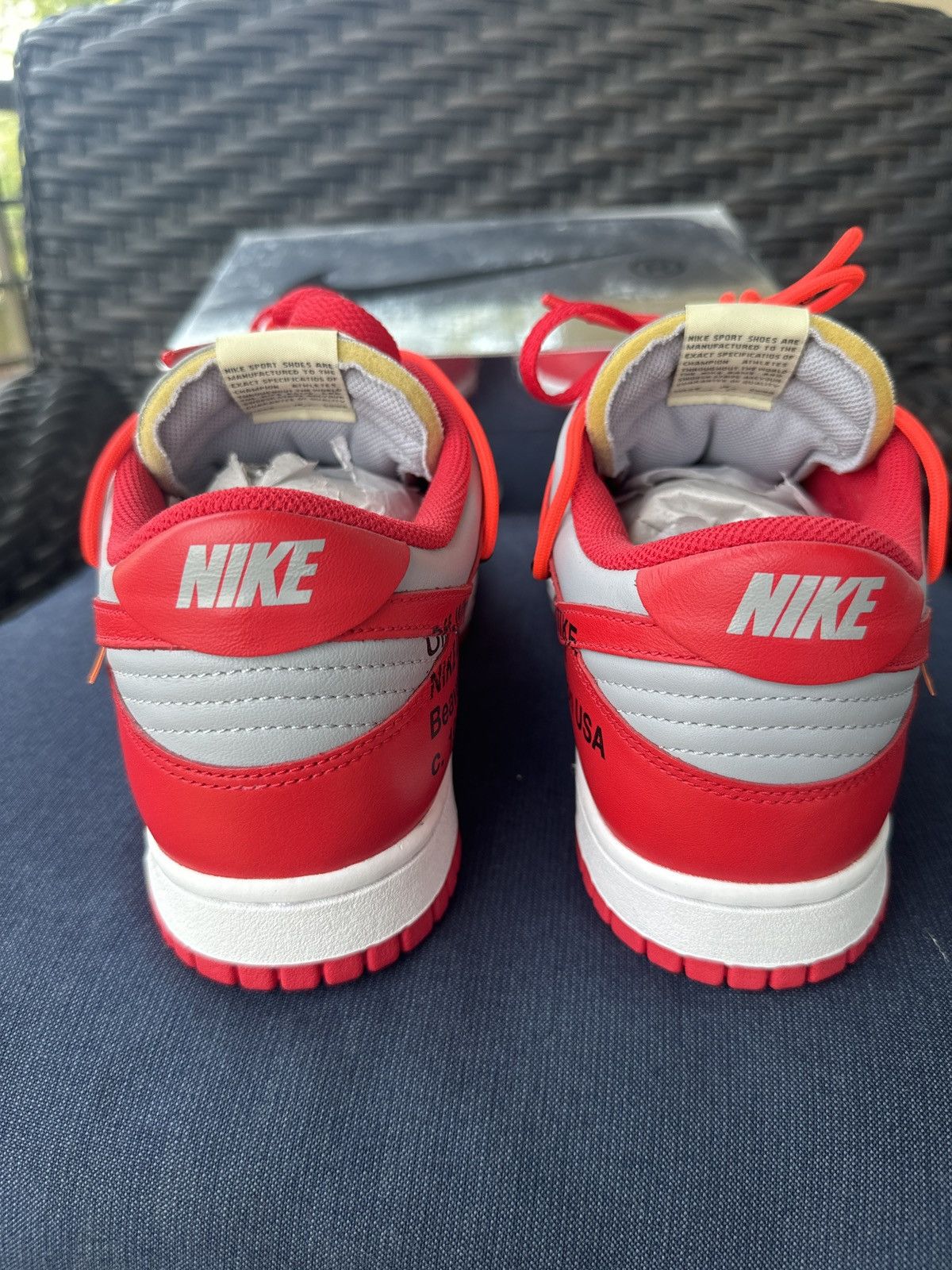 Nike × Off-White Red University Off White Dunks Size US 10.5 / EU 43-44 - 4 Thumbnail