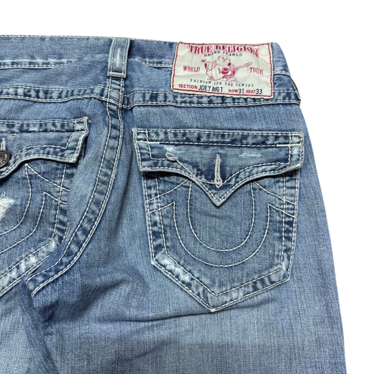 True Religion True Religion Joey Big T Distressed Denim Flare Jeans Size US 31 - 12 Thumbnail