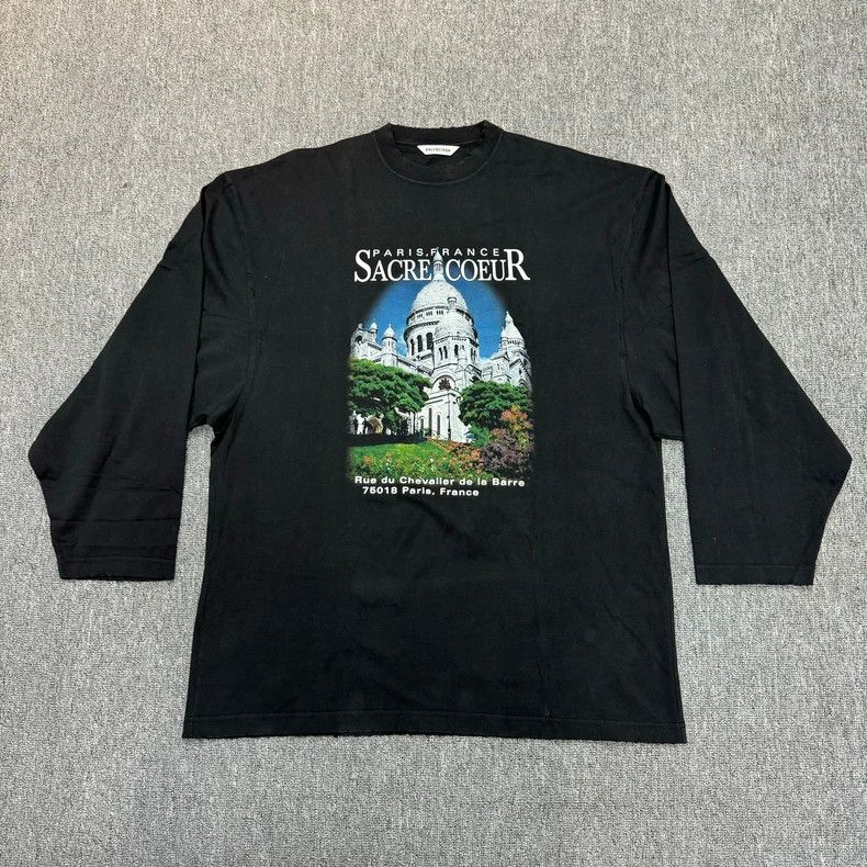 Balenciaga Balenciaga Castle print black long-sleeved T-shirt with ol Size US M / EU 48-50 / 2 - 1 Thumbnail
