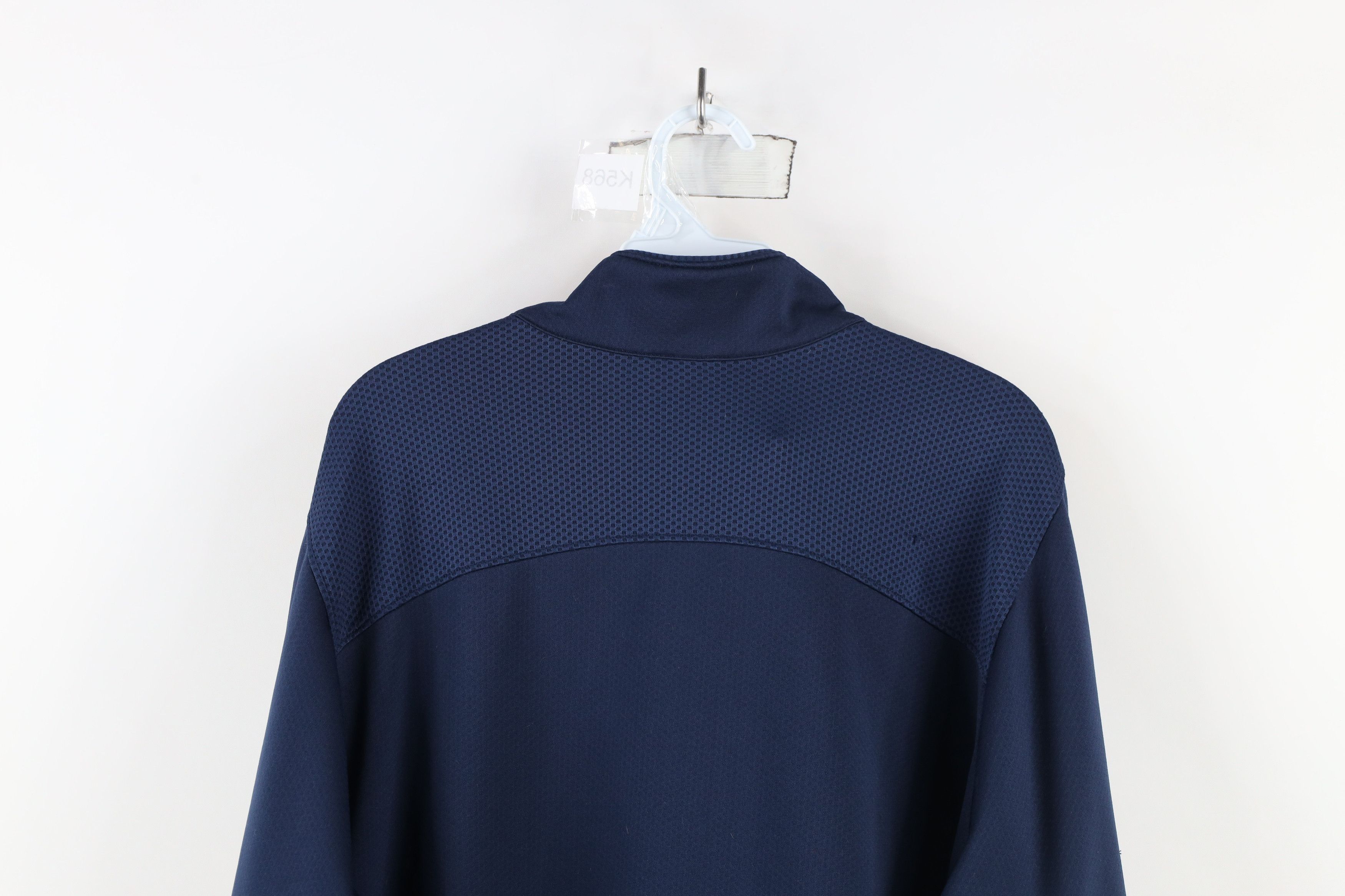 Nike × Vintage Vintage Nike Mini Swoosh Knit Full Zip Warm Up Jacket Blue Size US XL / EU 56 / 4 - 14 Thumbnail