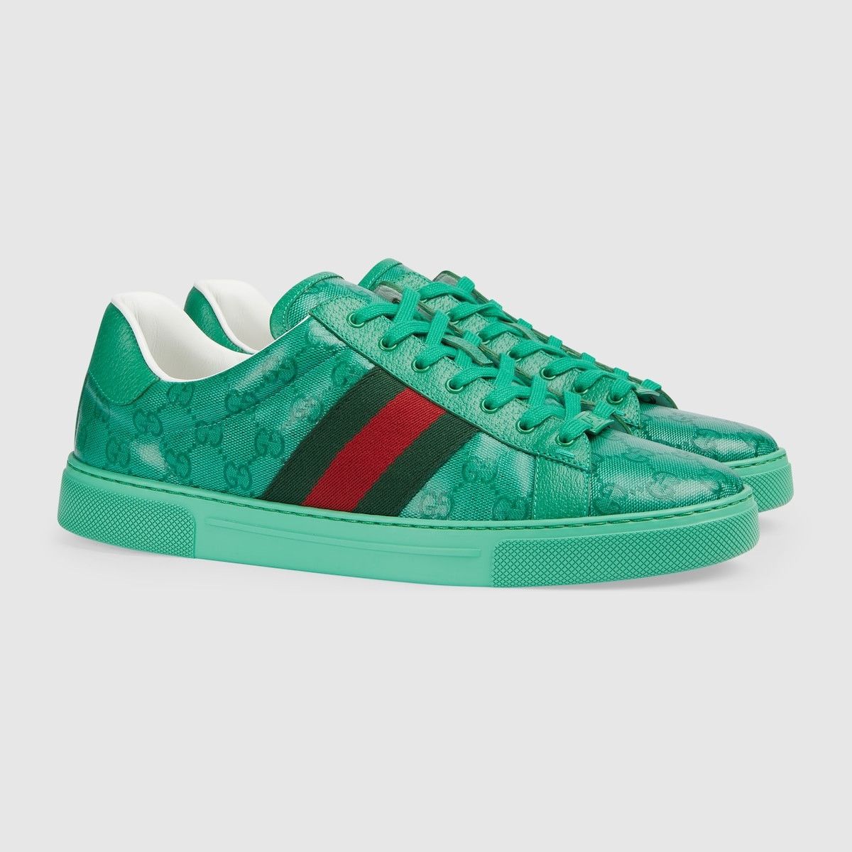 Gucci o1loc1c0625 Men's Ace GG Crystal Canvas Sneakers in Green Size US 10.5 / EU 43-44 - 2 Thumbnail