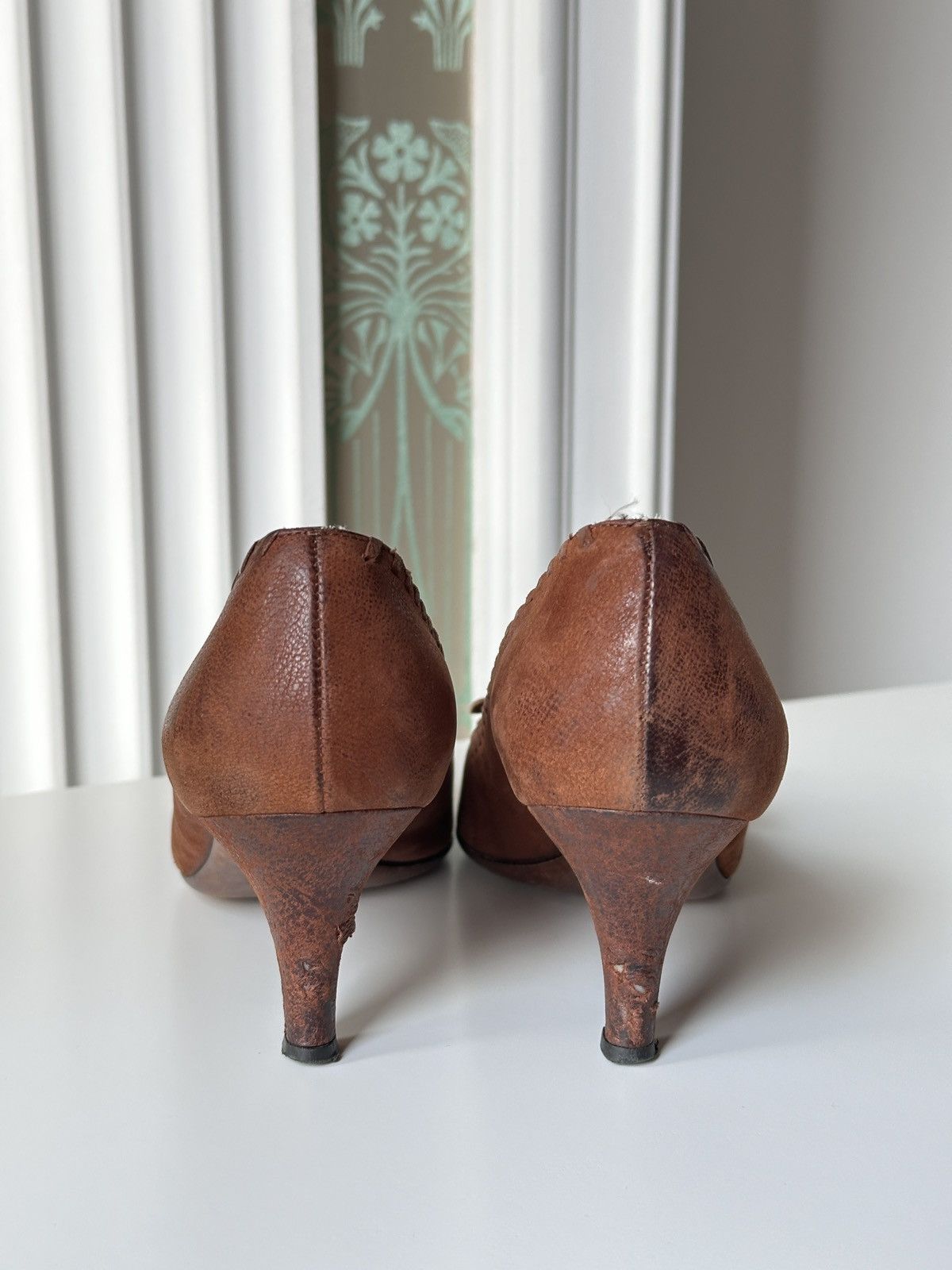 Prada PRADA Kitten Heels Grunge Brown Leather size 37 / US 7 Y2K Size US 7 / IT 37 - 7 Thumbnail