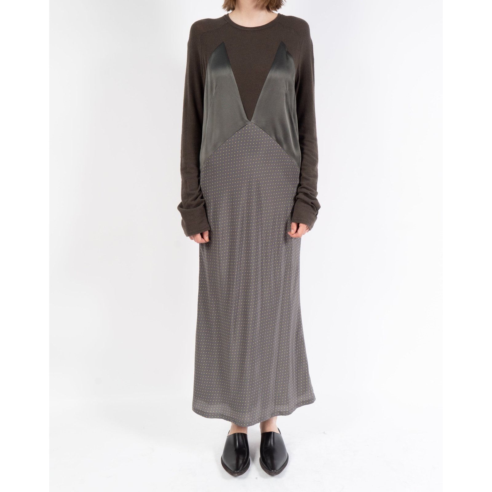 FW19 Mixed Fabric Dress Green