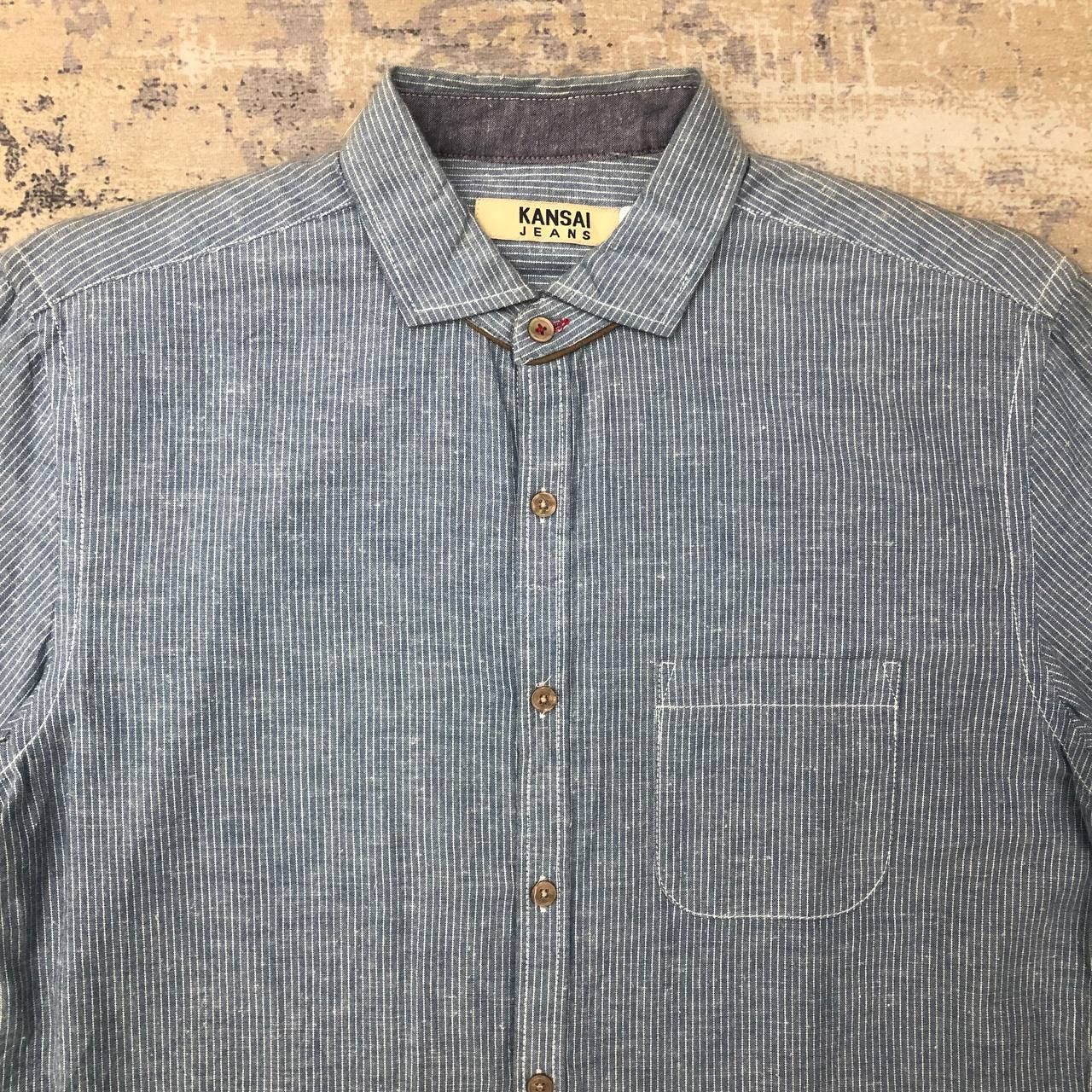 Kansai Yamamoto T480 KANSAI JEANS HICKORY STRIPE DENIM SHIRTS Size US L / EU 52-54 / 3 - 5 Thumbnail