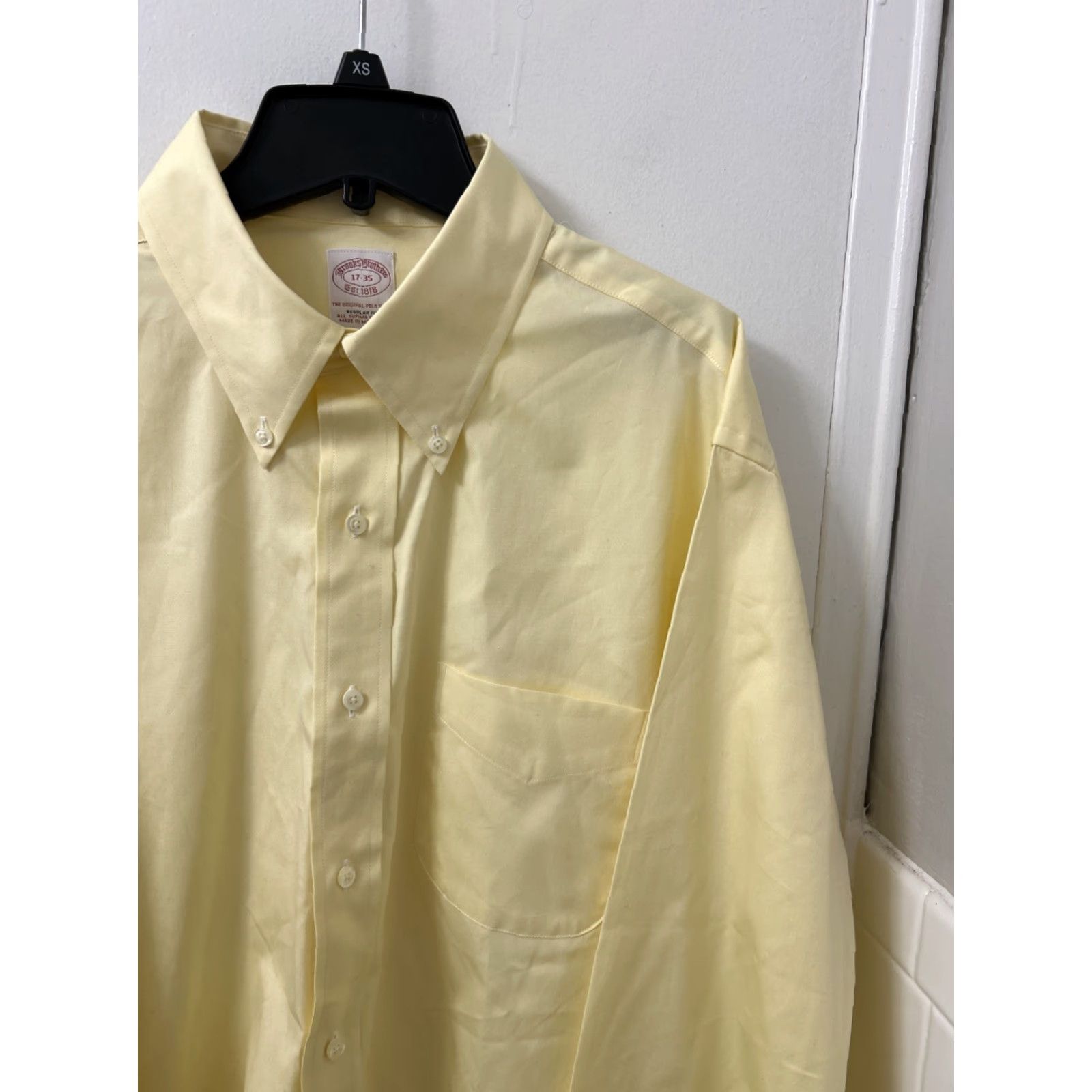 Brooks Brothers Brooks Brothers Original Polo Shirt Mens 17 Yellow Oxford Supima Button Up L/S Shirt Regular 100% Cotton Non-Iron Pockets Dress Shirt Mens Size US XL / EU 56 / 4 - 4 Thumbnail