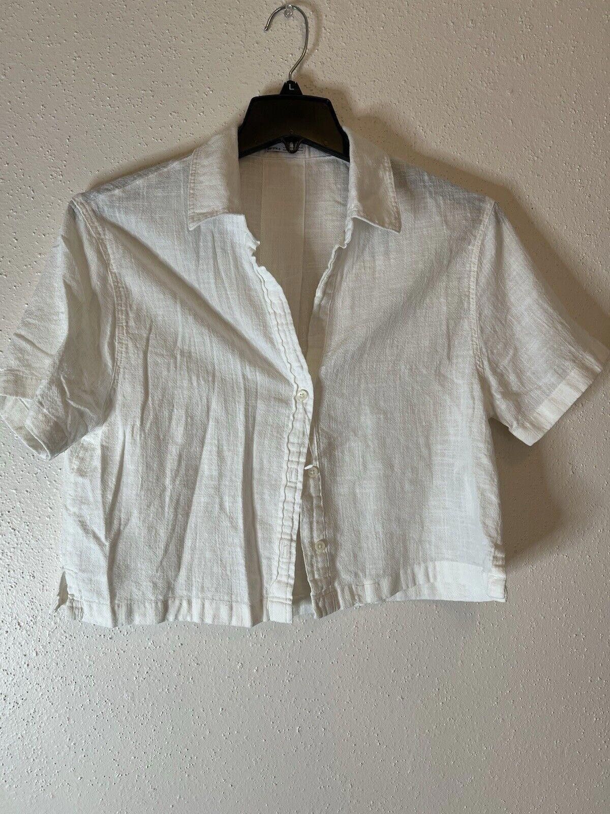 Bershka Bershka Short Sleeve Rustic Textured Crop 100 Cotton Size M / US 6-8 / IT 42-44 - 2 Thumbnail