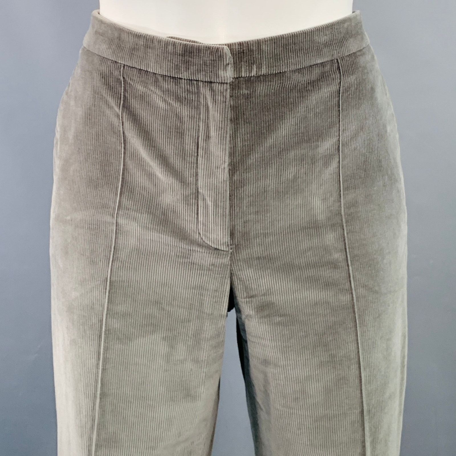 Nina Ricci NINA RICCI Grey Cotton Blend Corduroy Slim Fit Casual Pants Size 27" / US 4 / IT 40 - 2 Thumbnail