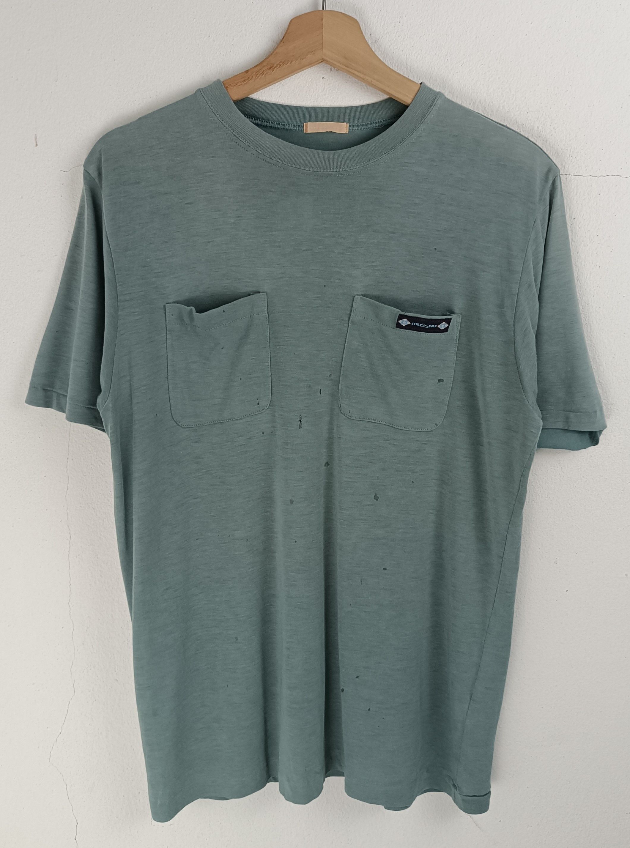 Japanese Brand THRASHED FADED VINTAGE 90'S MUSSHU 2 POCKET TEE VERY RARE Size US M / EU 48-50 / 2 - 3 Thumbnail