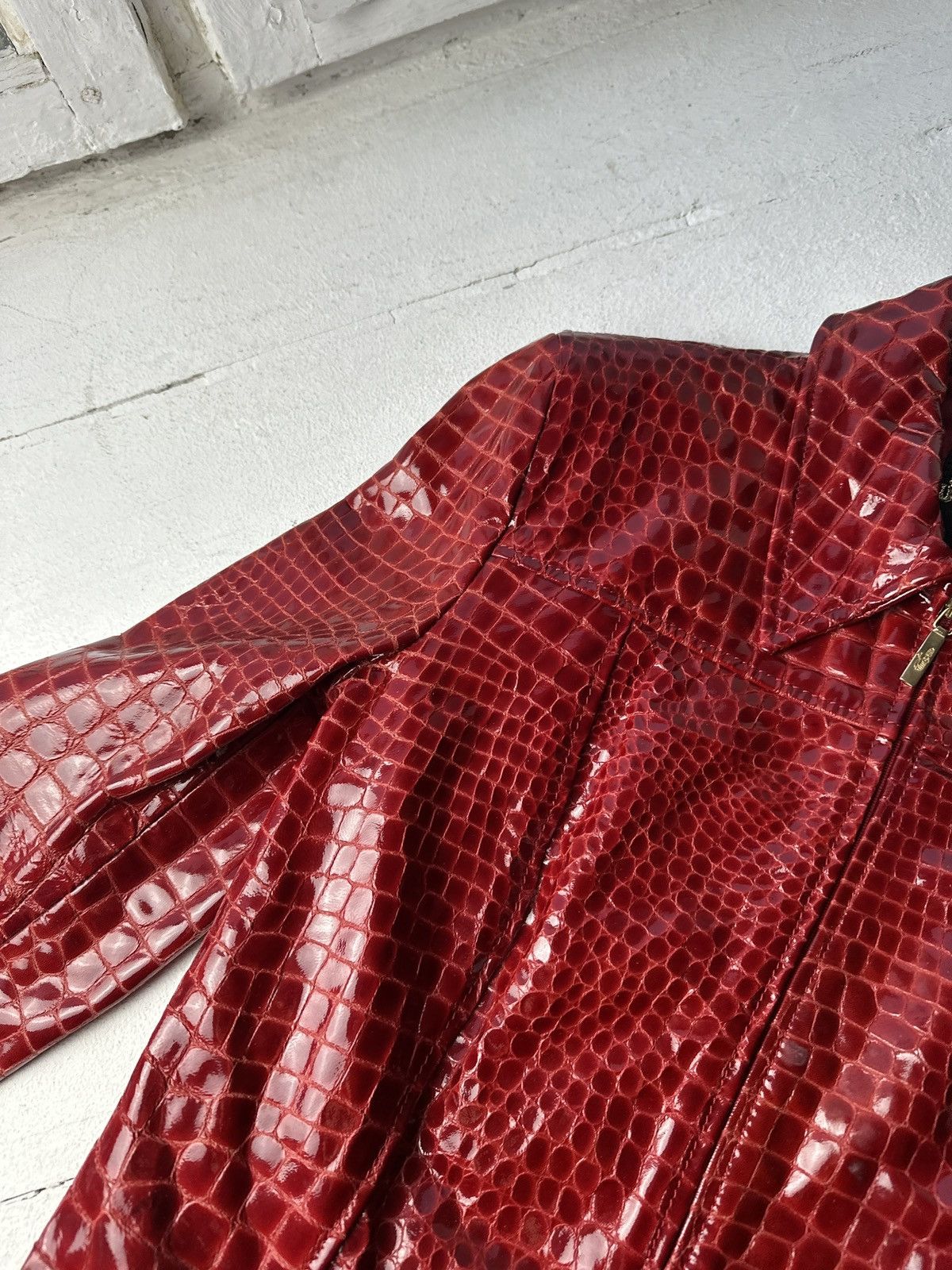 Other SEXY 18+🚨Y2K TYPE DIRTY SLIM FIT ZIP LEATHER JACKET Size S / US 4 / IT 40 - 6 Thumbnail