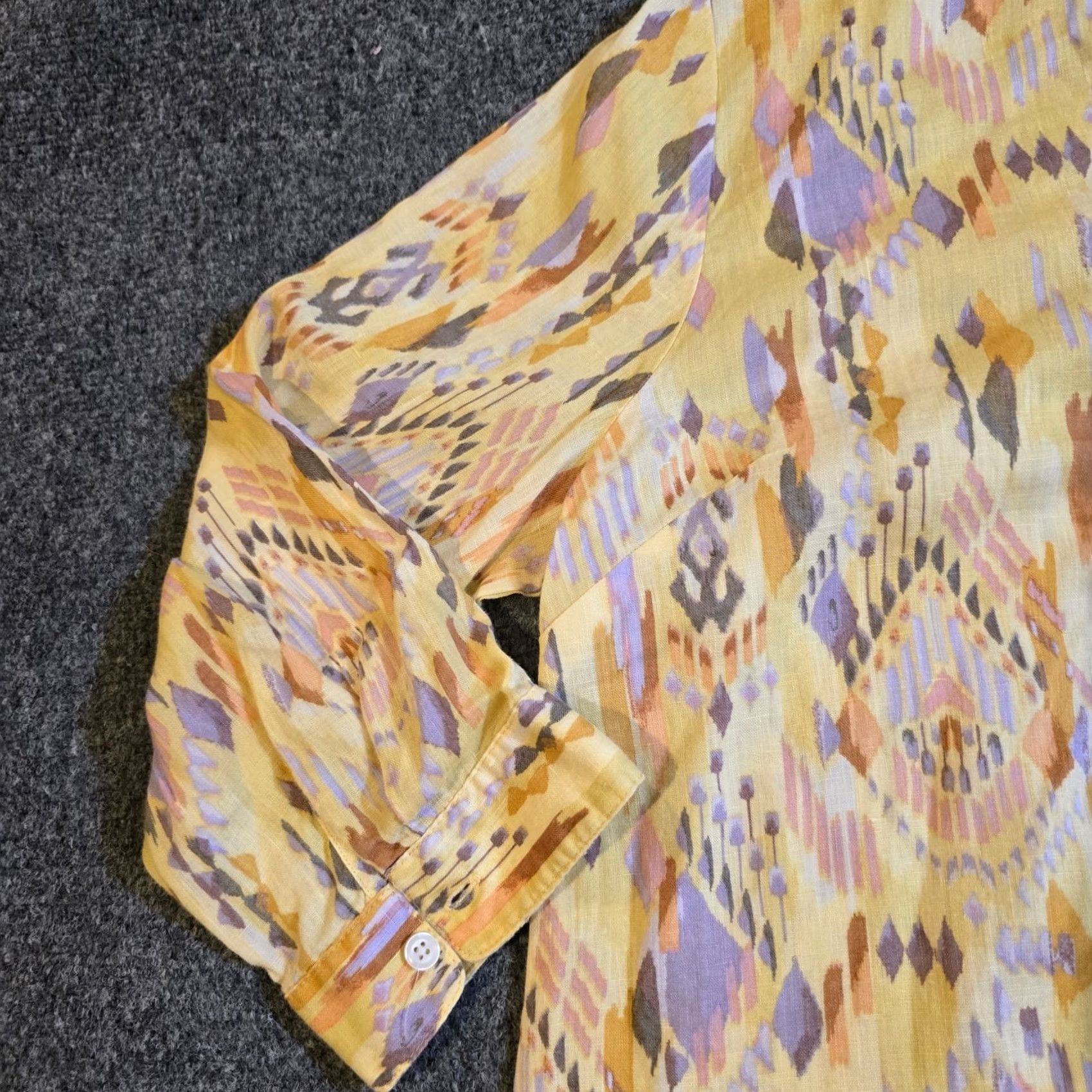 Coldwater Creek Coldwater Creek Top Womens Medium Yellow Linen Button Southwest Aztec Casual Blouse Shirt M Ladies Womens Size M / US 6-8 / IT 42-44 - 4 Thumbnail