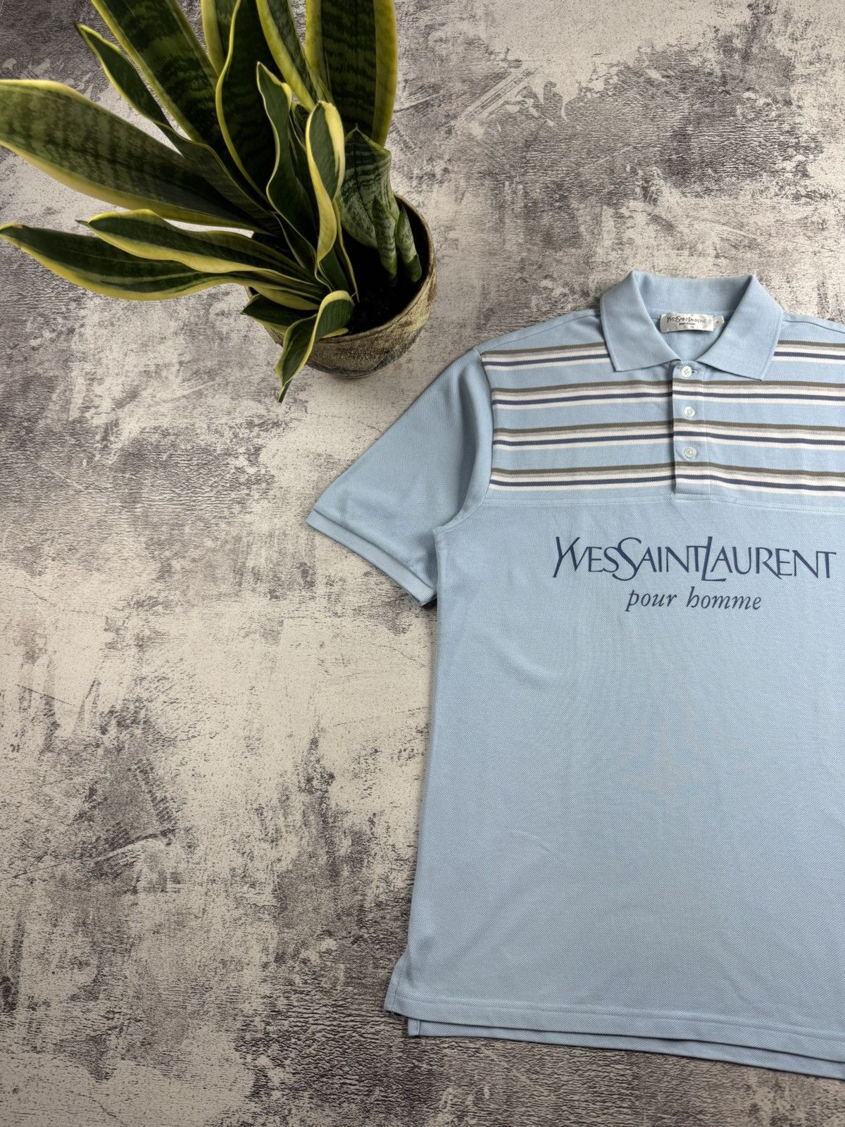 Yves Saint Laurent Yves Saint Laurent YSL Small Blue Cotton Luxury Big Logo Polo T Shirt Tee Jersey Size US S / EU 44-46 / 1 - 2 Thumbnail