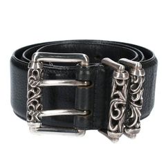 CHROME HEARTS Authentic Classic Oval Cross Buckle Belt Black Size 28 From  Japan