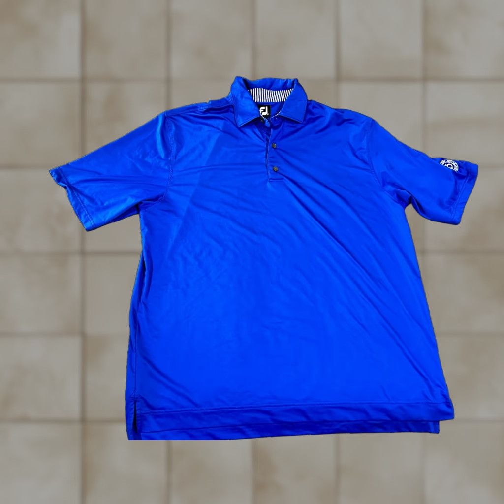 Footjoy FootJoy Polo Shirt Mens XL Blue Striped Embroidered Logo Golf Short Sleeve Collared Jeans? Size US XL / EU 56 / 4 - 1 Thumbnail