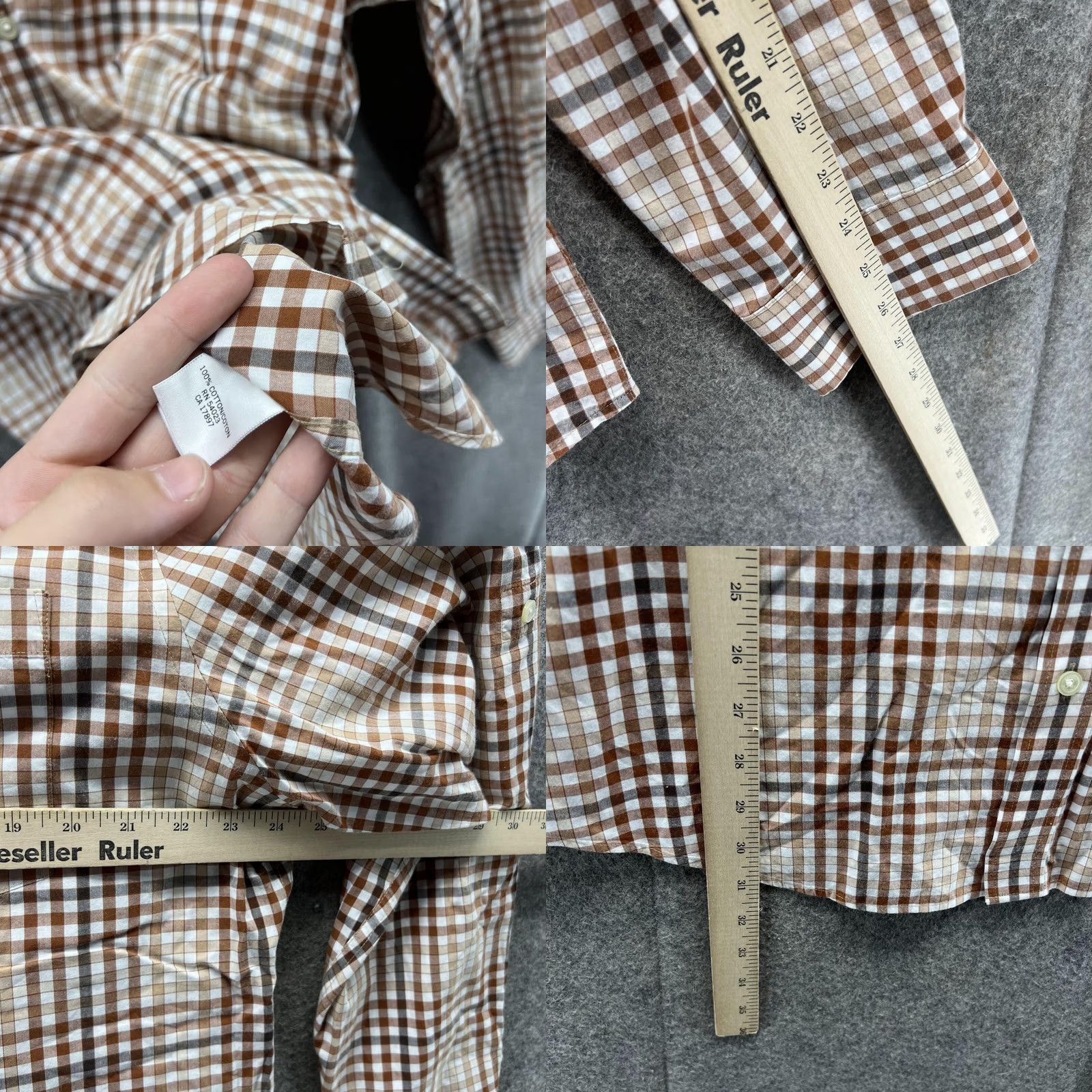 Banana Republic Banana Republic Shirt Men XL Beige Plaid Button-Down Collar-Long Sleeve Casual Formal Workwear Shirt-Size XL Mens Size US XL / EU 56 / 4 - 8 Thumbnail