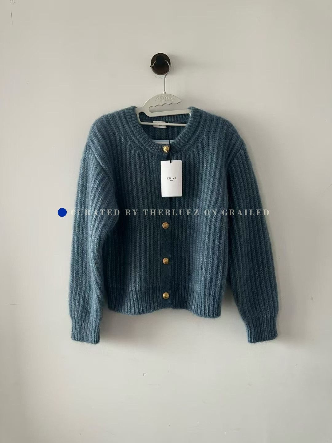 Celine Celine Haze Blue Gold Button Mohair Coat Size XS / US 0-2 / IT 36-38 - 1 Thumbnail