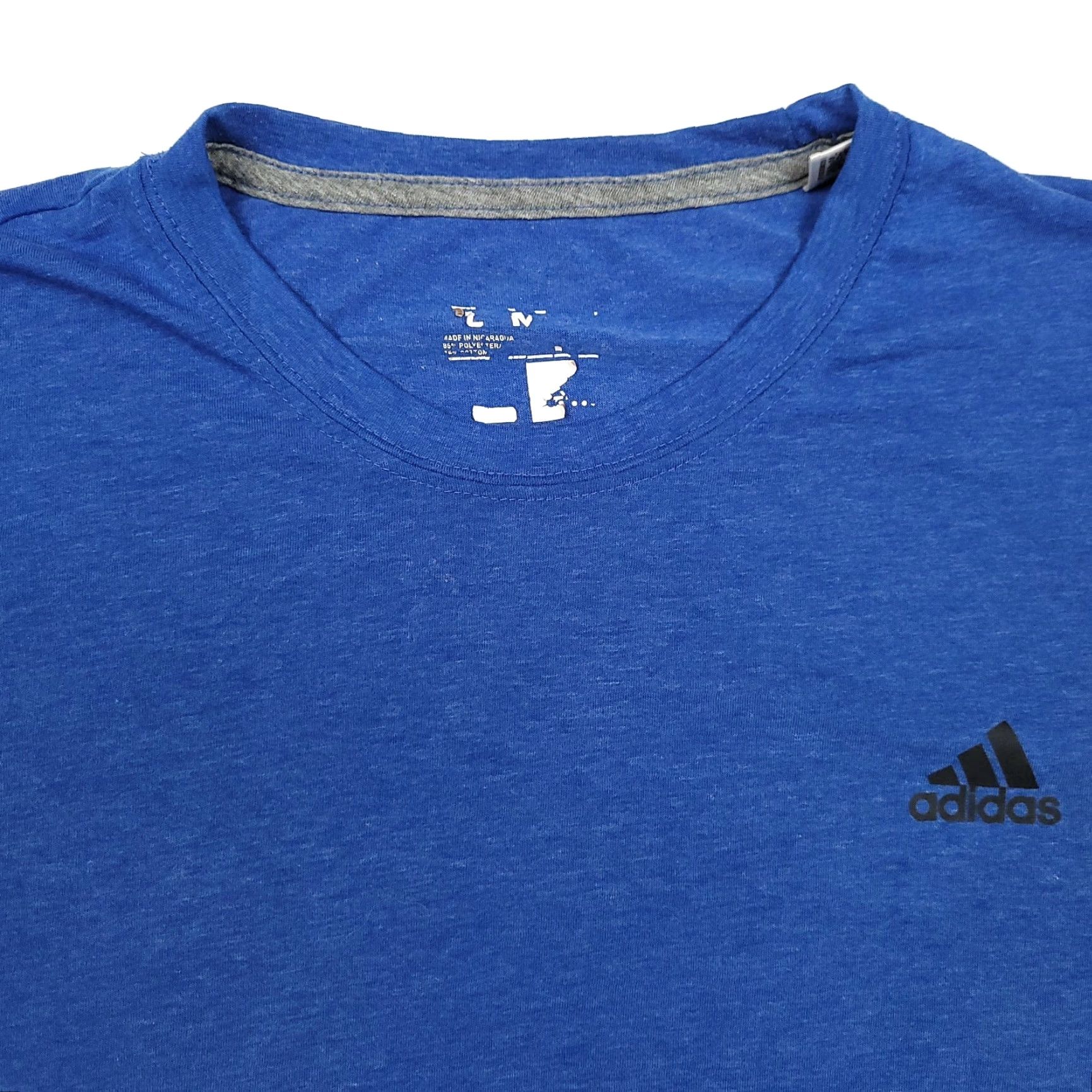 Adidas ADIDAS Shirt Unisex Adults T-Shirt Large Blue Crew Neck Short Sleeve - Active Wear - Used Size US L / EU 52-54 / 3 - 2 Thumbnail