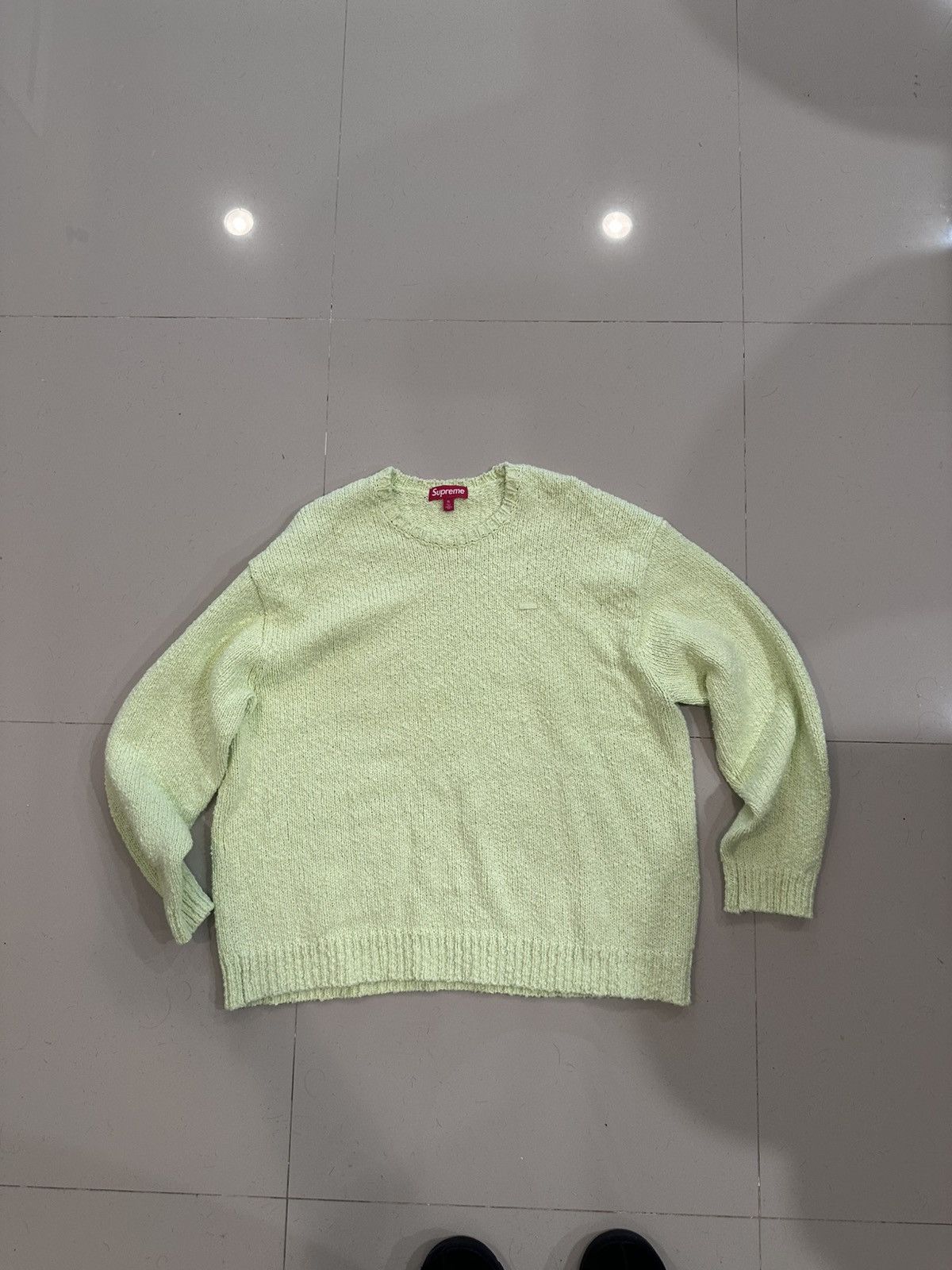 Bouclé Small Box Sweater 24SS BrightLime Supreme 2024 Supreme Bouclé Small Box Sweater 'Bright Lime' | Grailed