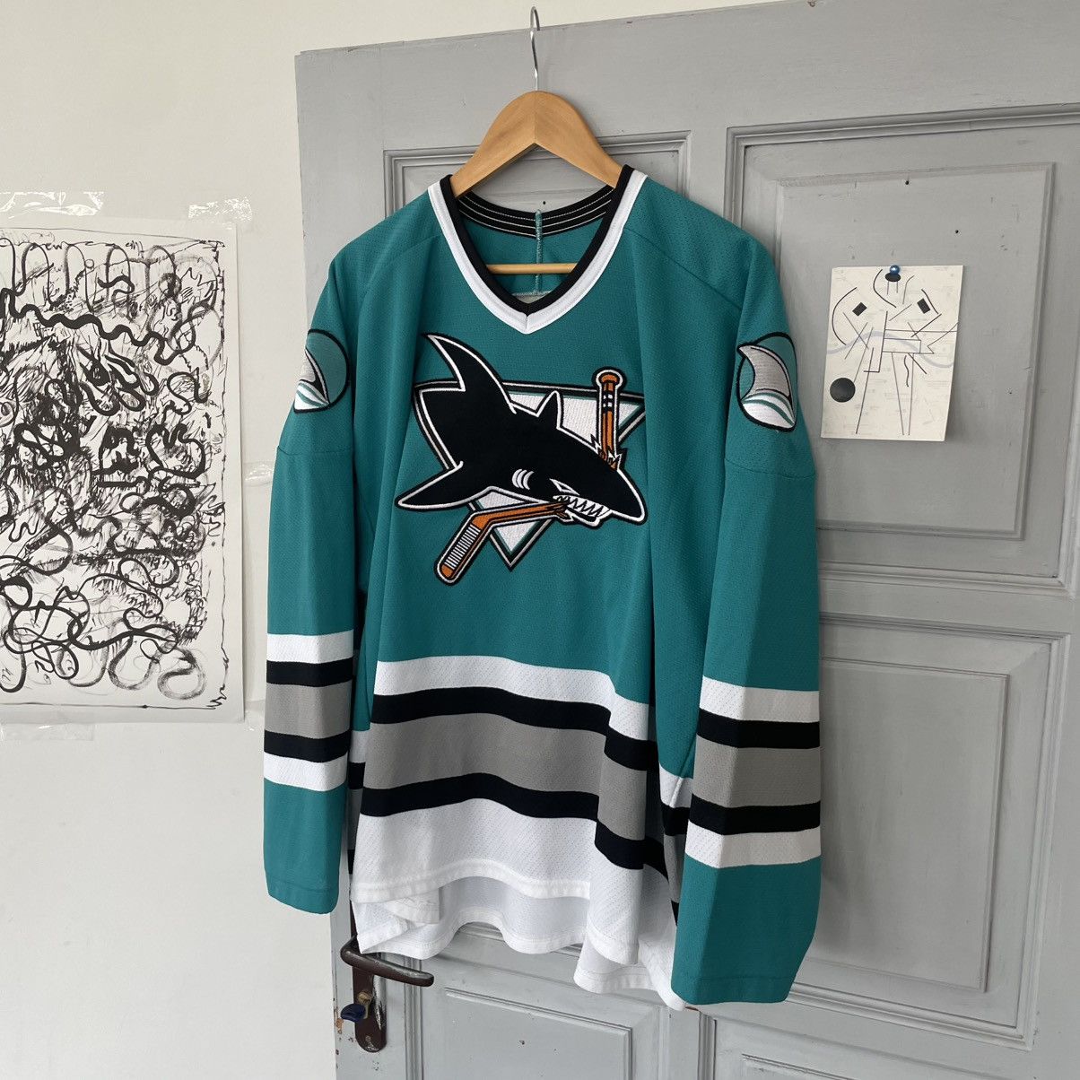 NHL Vintage 90's San Jose Sharks NHL Hockey Jersey Mens Shirt Size US XL / EU 56 / 4 - 4 Thumbnail