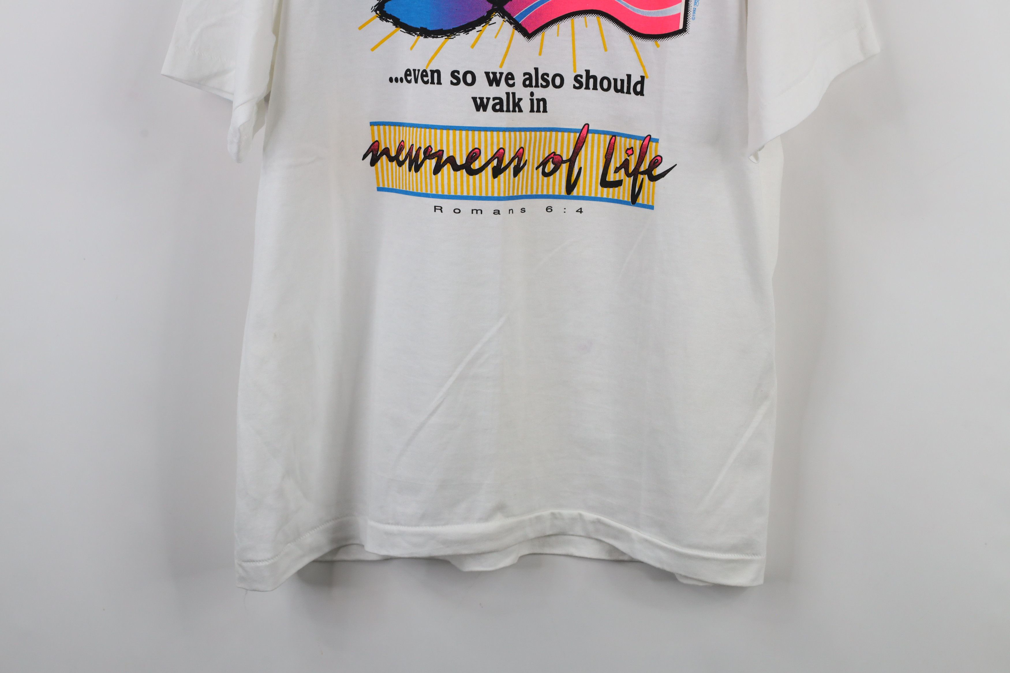 Vintage Vintage 90s Spell New Life Jesus Christian T-Shirt White USA Size XL / US 12-14 / IT 48-50 - 3 Thumbnail