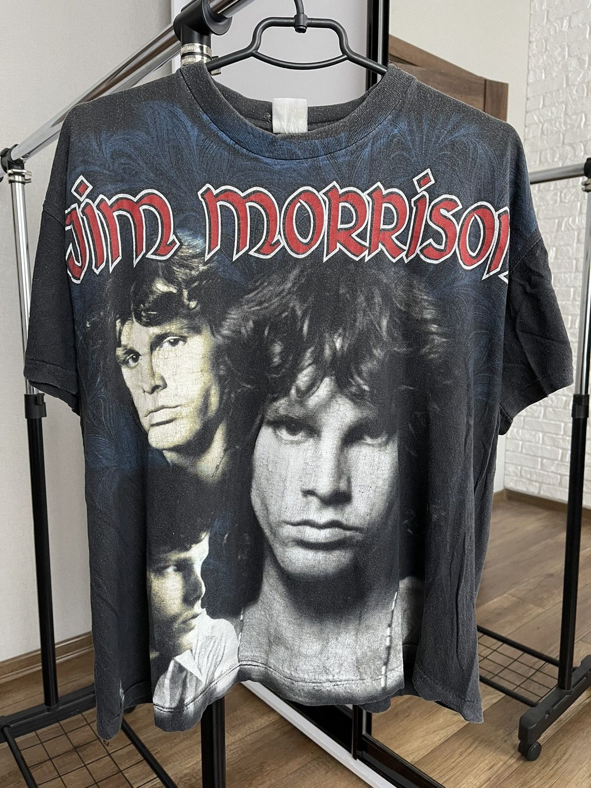image of Band Tees x Rock T Shirt Jim Morrison Vintage Band T-Shirt Tee 90's All Over Print (Size Large)