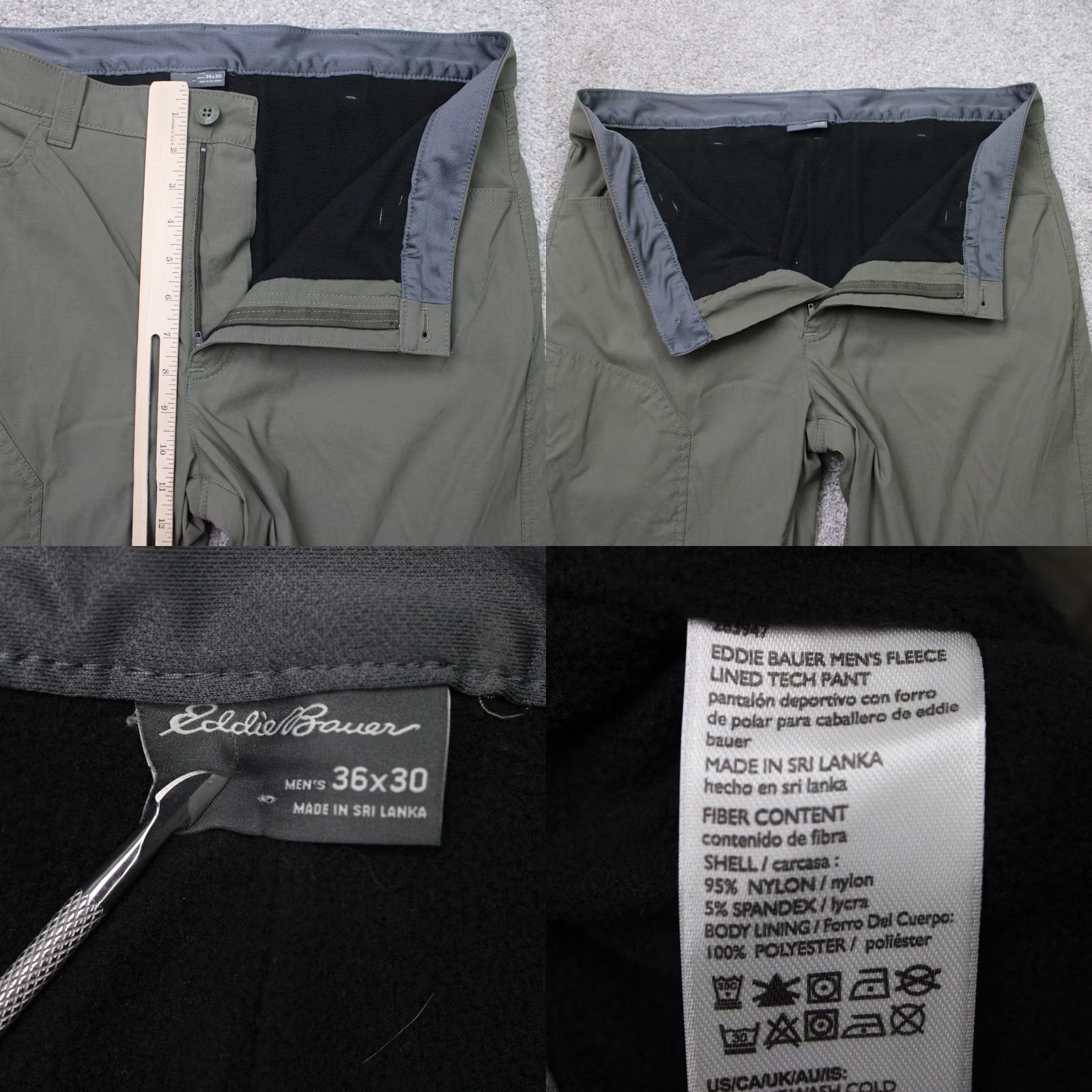 Eddie Bauer Eddie Bauer Pants Mens 36 Green 36x30 Fleece Lined Tech Nylon Stretch Cargo Pocket Size US 36 / EU 52 - 8 Thumbnail