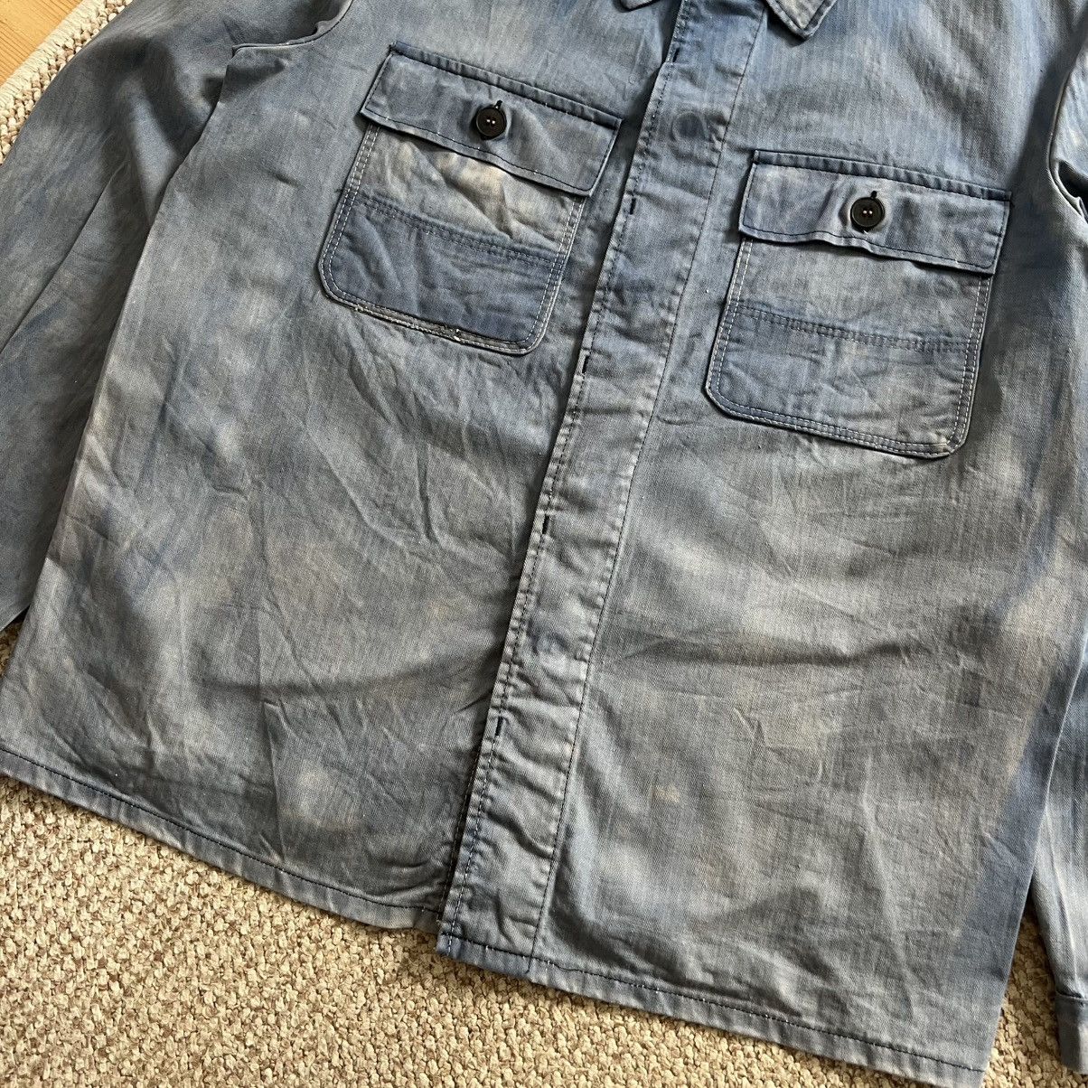 Vintage German sun faded washed works chore herringbone jacket Size US L / EU 52-54 / 3 - 6 Thumbnail