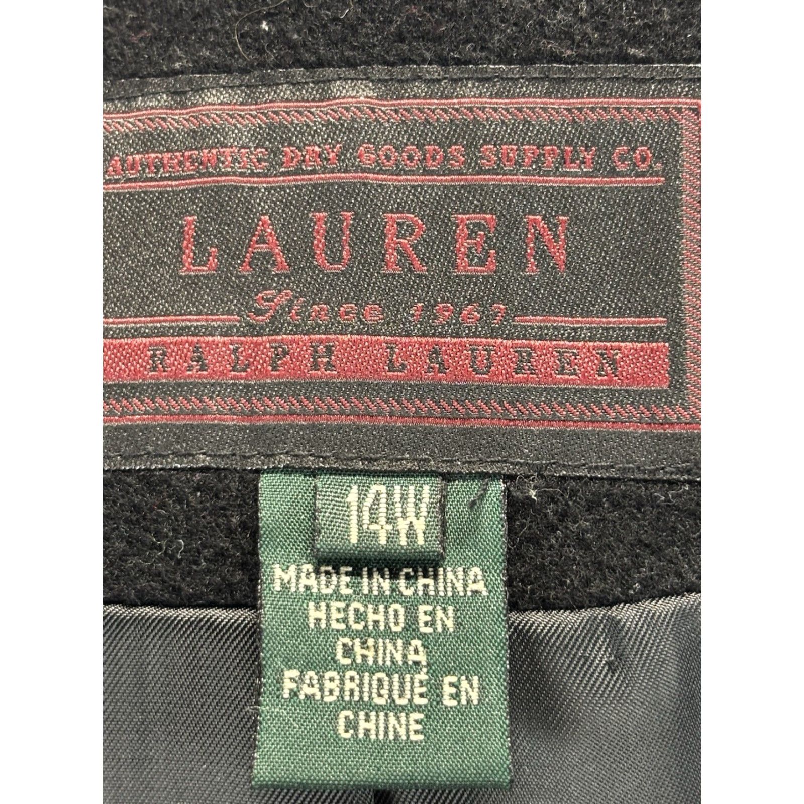 Ralph Lauren VINTAGE Lauren Ralph Lauren Coat Wool 100% Mid-Length 14W Plus Women Black Long Sleeve Button Moth-Damage Read Size XL / US 12-14 / IT 48-50 - 7 Thumbnail