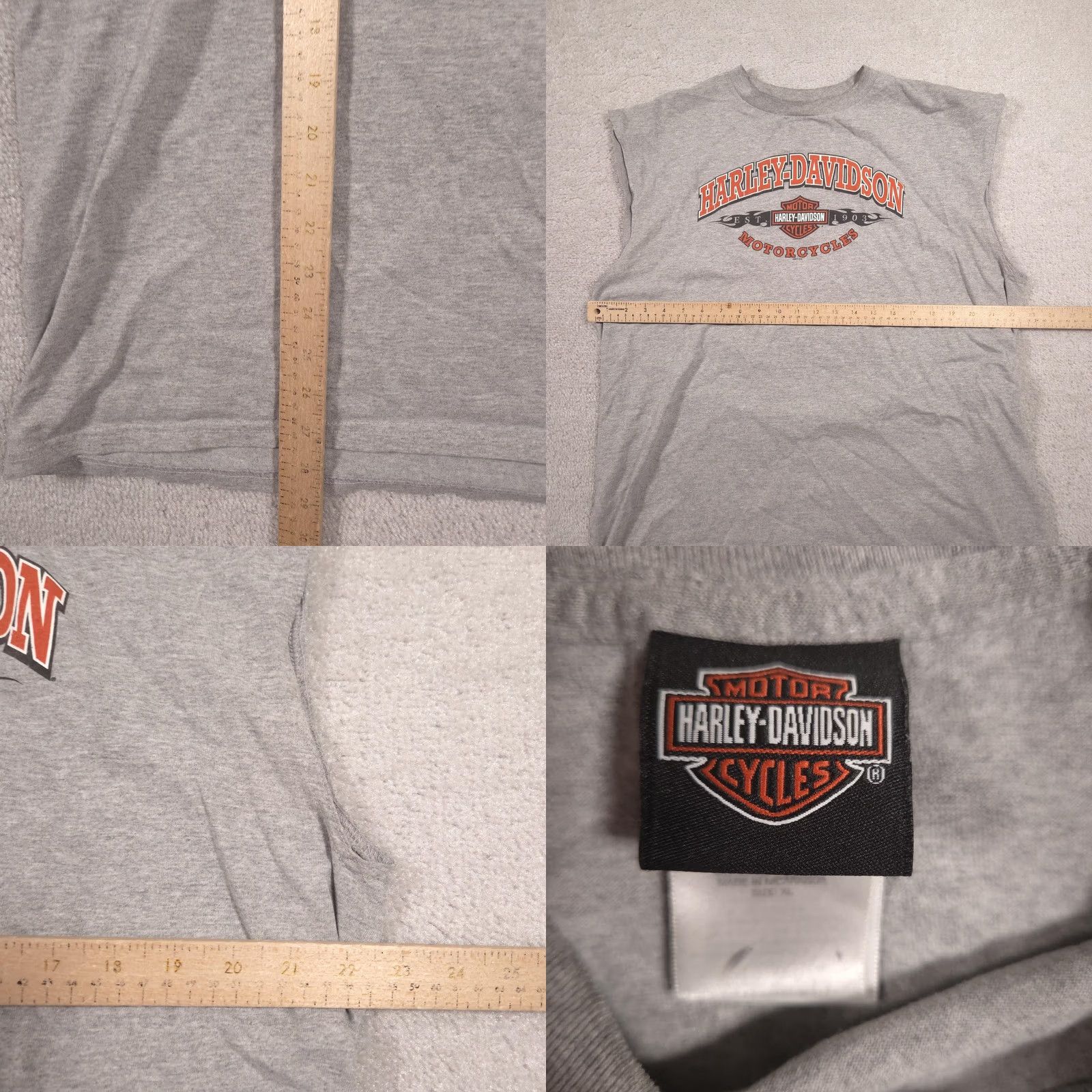 Harley Davidson Harley-Davidson Shirt Mens XL Gray Sleeveless Biker Tee Shirt Adult XL Gray Harley-Davidson Logo Graphics Back NEES Galesburg Illinois Vintage No Size US XL / EU 56 / 4 - 8 Thumbnail