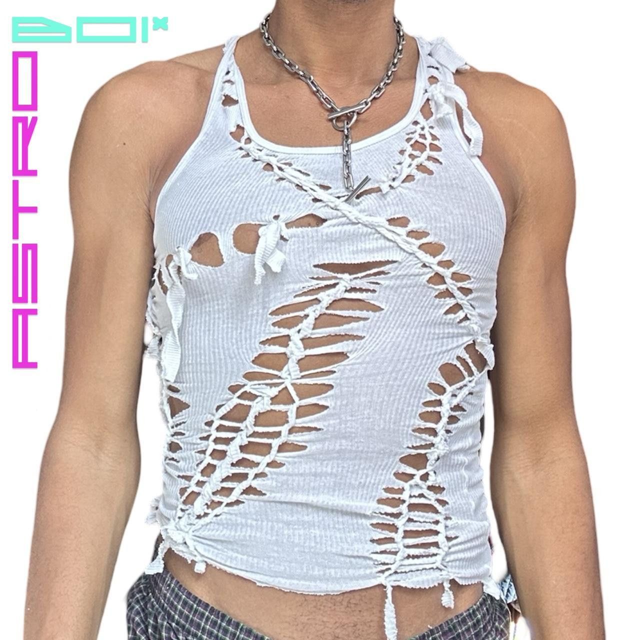 Hanes ASTROBOI* White Slim Fit Ribbed Braided Tank Top - Medium Size US M / EU 48-50 / 2 - 2 Thumbnail