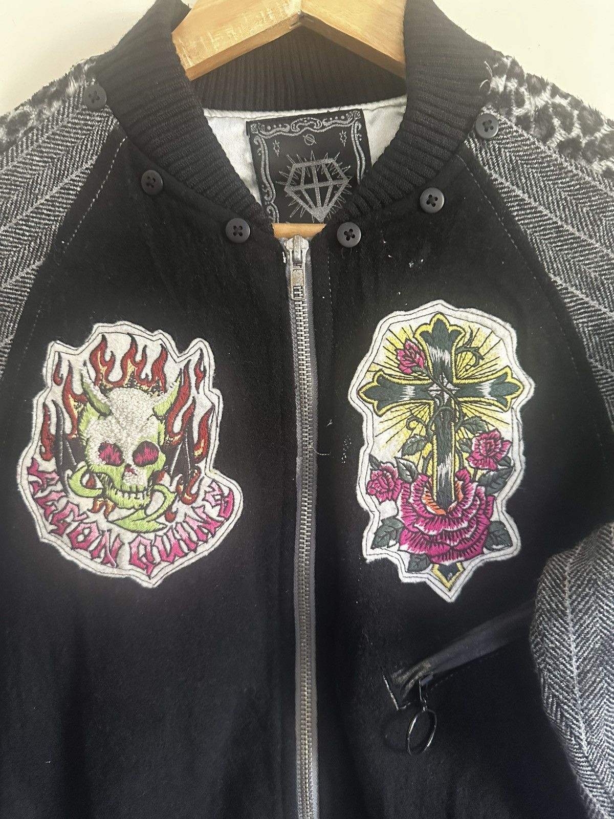 Affliction Vintage Algon Quins wool Leopard black jackets Size US M / EU 48-50 / 2 - 5 Thumbnail