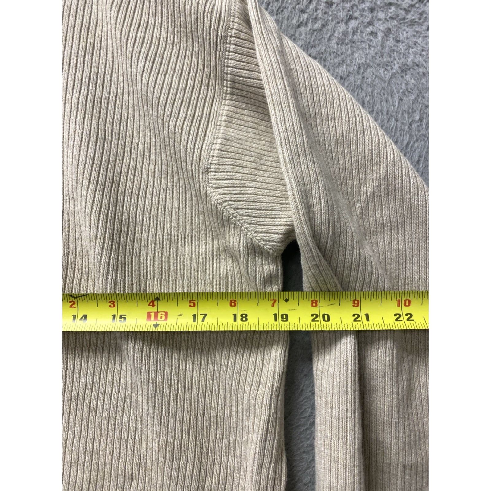 Vintage L.L. Bean Sweater Women’s M Tan Cotton Full Zip Jacket / 156-6 Full Zip Pockets Mock Neck Casual Travel Knit Solid Size M / US 6-8 / IT 42-44 - 3 Thumbnail