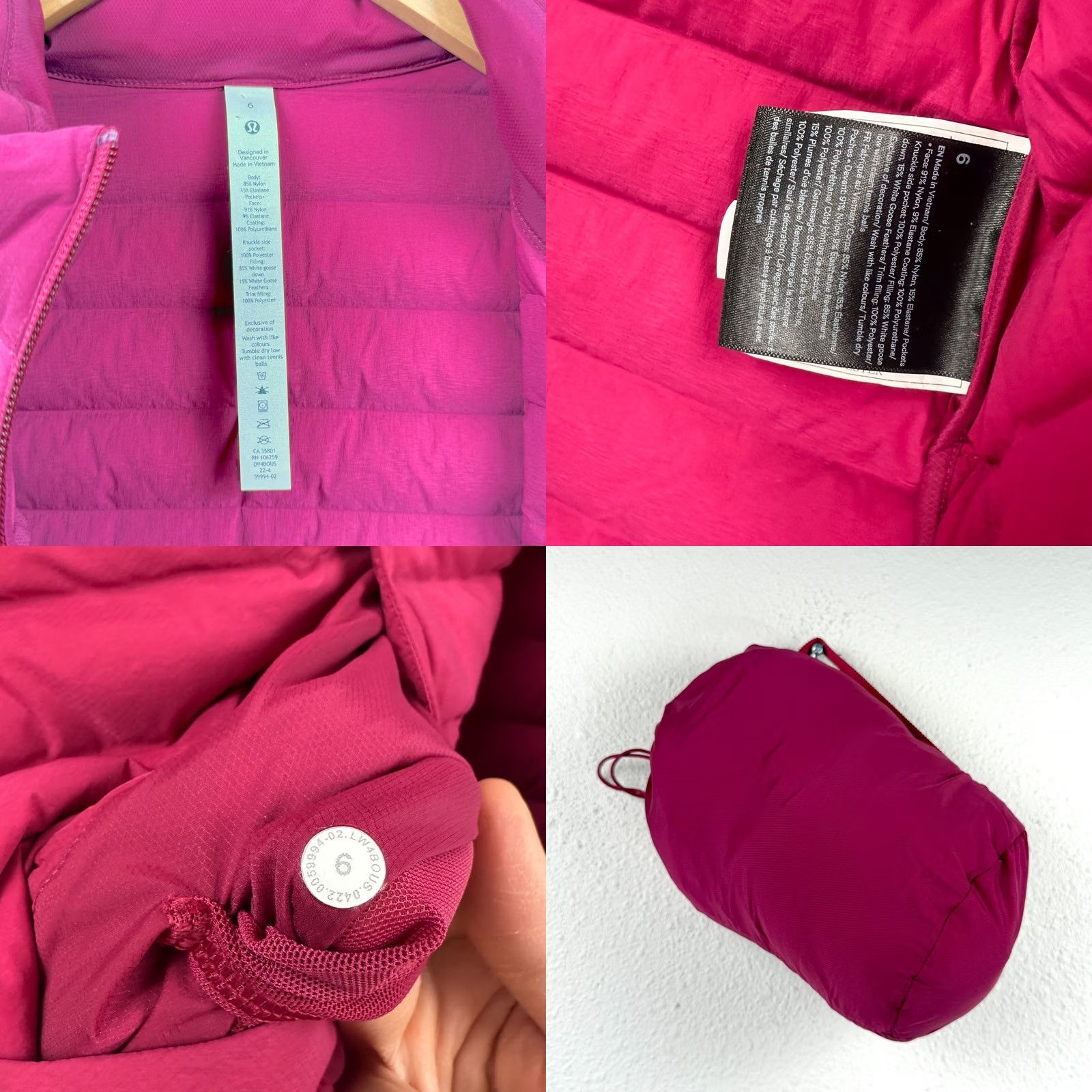 Lululemon VINTAGE Lululemon Define Vest Womens 6 Pink Down Full Zip Workout Gym Athletic Winter Fall Spring Sleeveless Mid-Length Jacket/Coat Womens Size M / US 6-8 / IT 42-44 - 8 Thumbnail