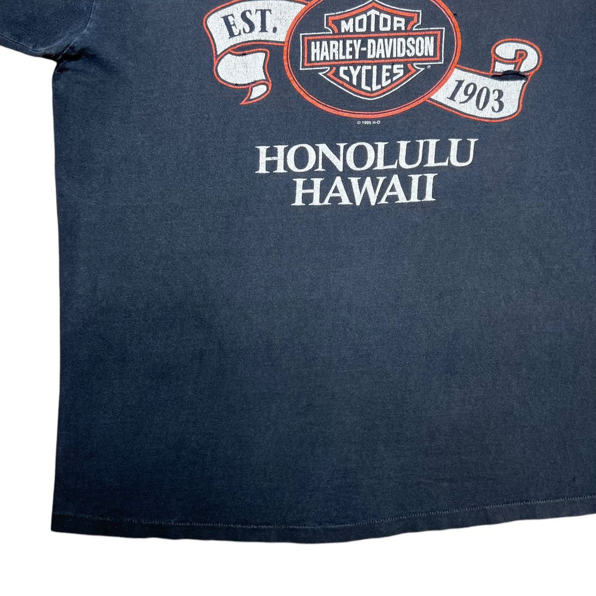 Harley Davidson × Vintage 1995 Harley Davidson Motorcycle Honolulu Hawaii Graphic Tee Size US XL / EU 56 / 4 - 17 Thumbnail
